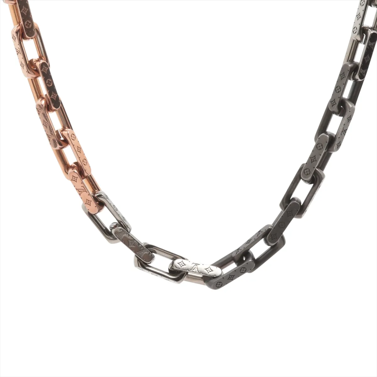 M01190 Collier Monogram Chain Necklace LE2243 Necklace GP x Metal Black x Rose Gold