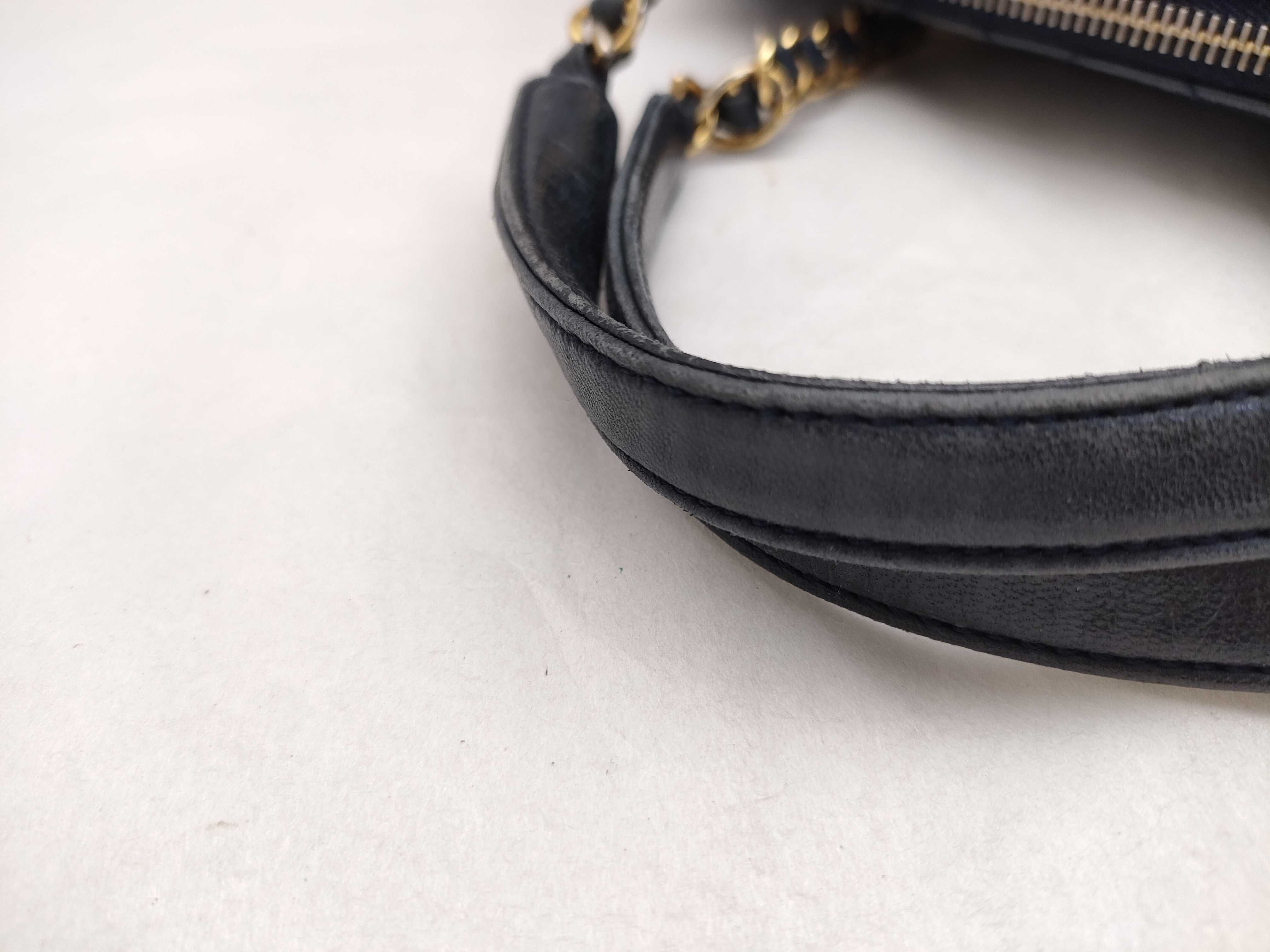 Nappa Leather Quilted Chain Shoulder Bag Black Gold Hardware Triangle Logo Shoulder Bag — view 4