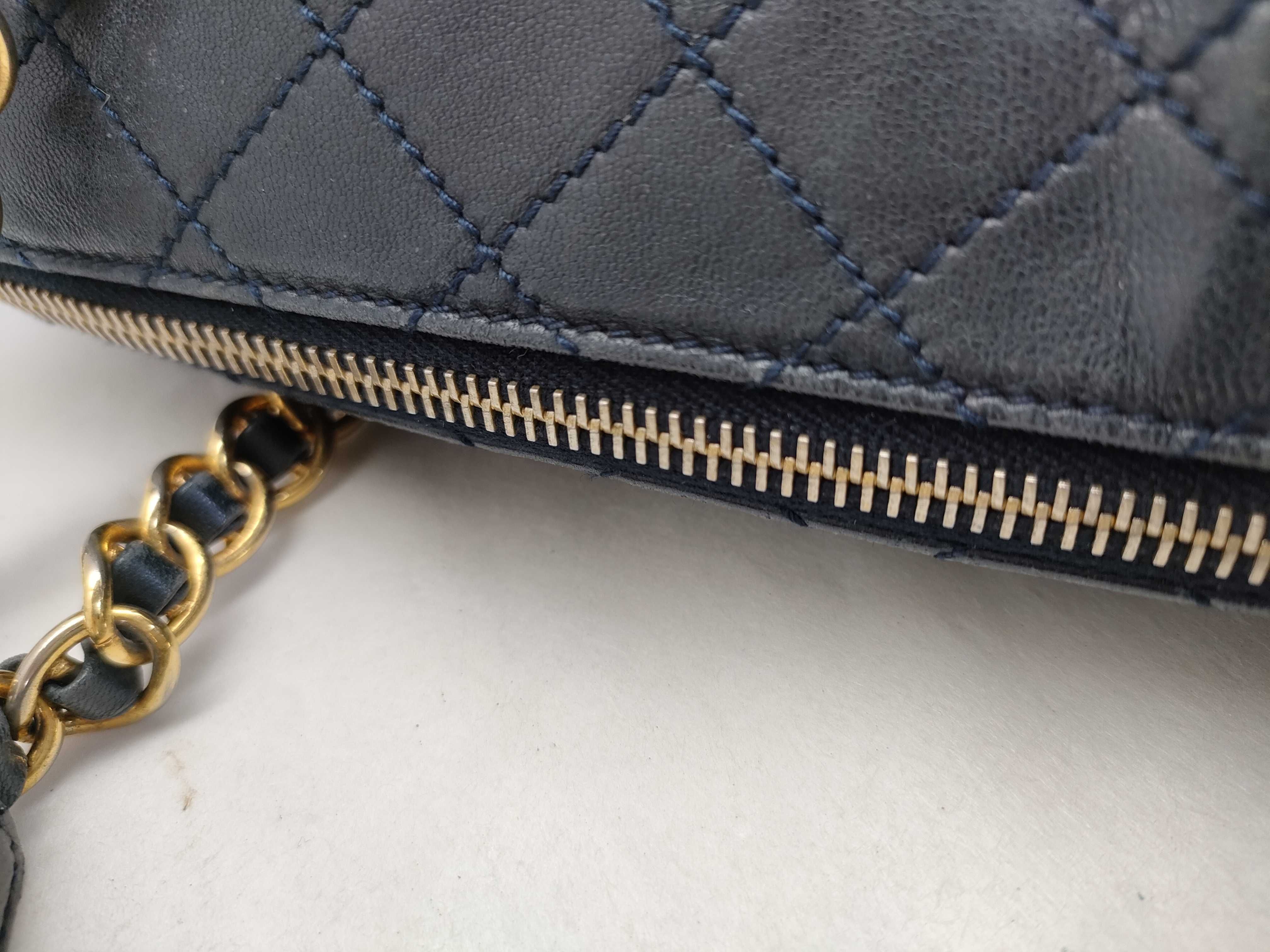 Nappa Leather Quilted Chain Shoulder Bag Black Gold Hardware Triangle Logo Shoulder Bag — view 6