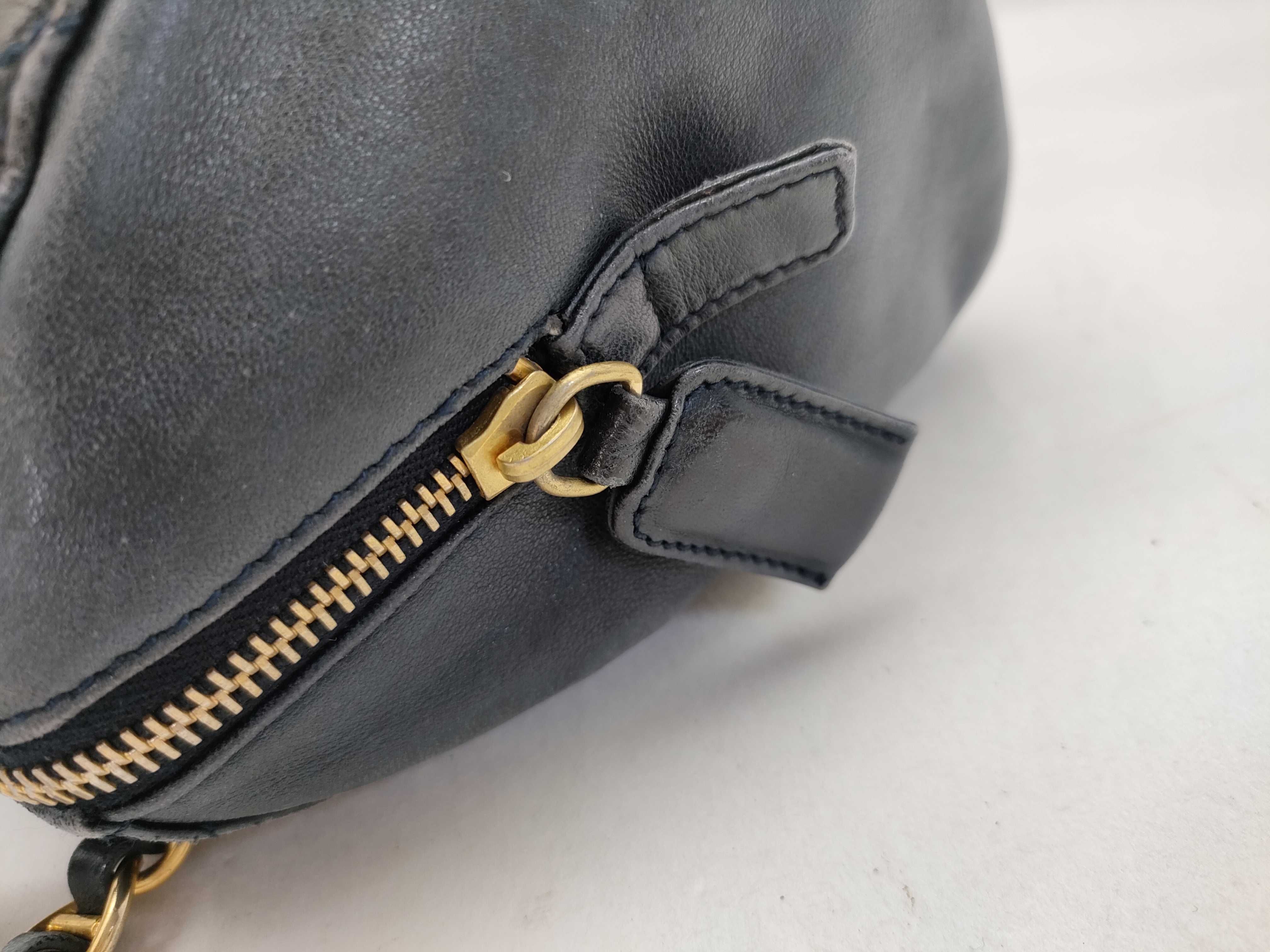 Nappa Leather Quilted Chain Shoulder Bag Black Gold Hardware Triangle Logo Shoulder Bag — view 7