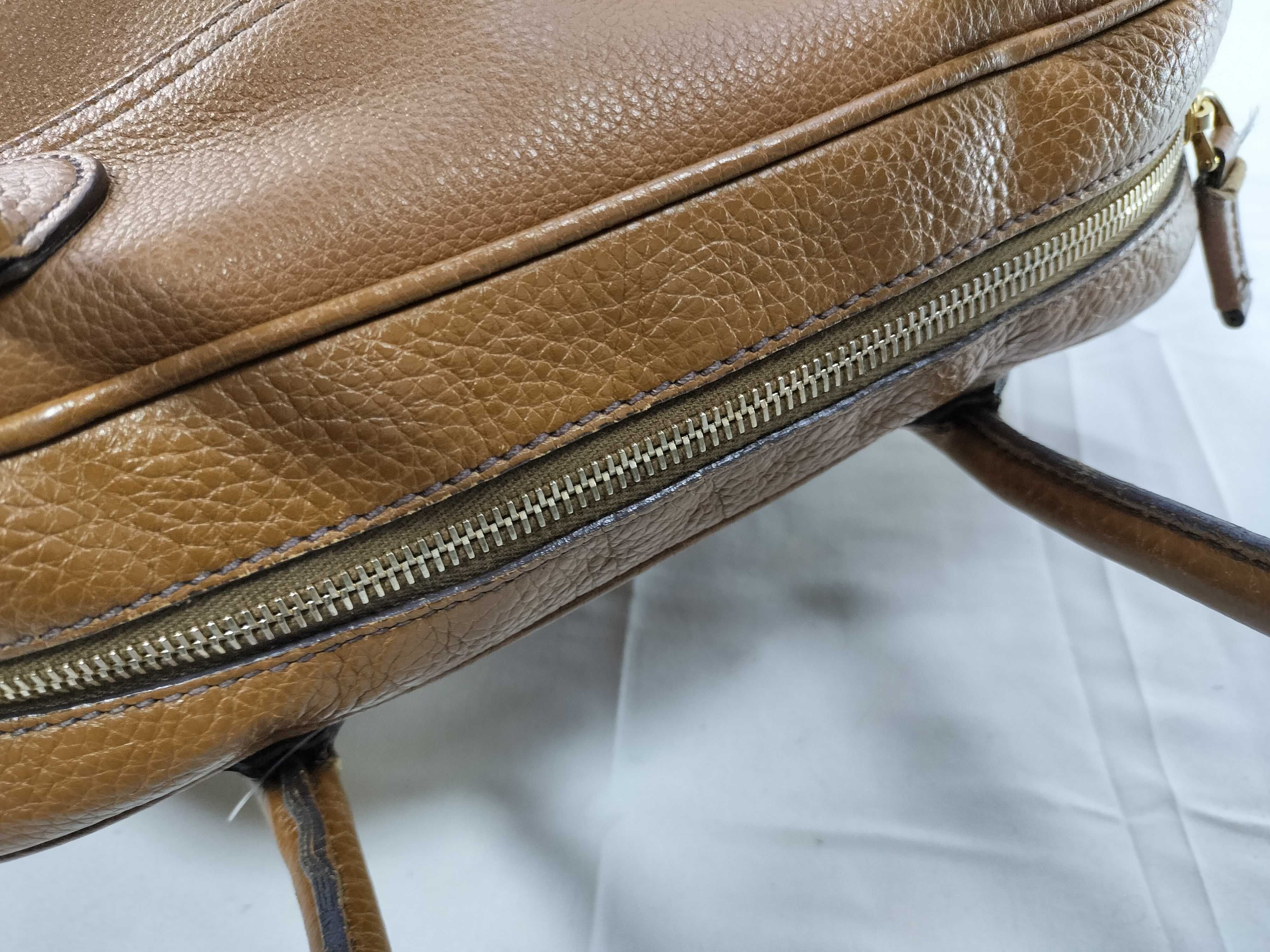 All-Leather Brown Boston Bowling Bag Tote Bag — view 6