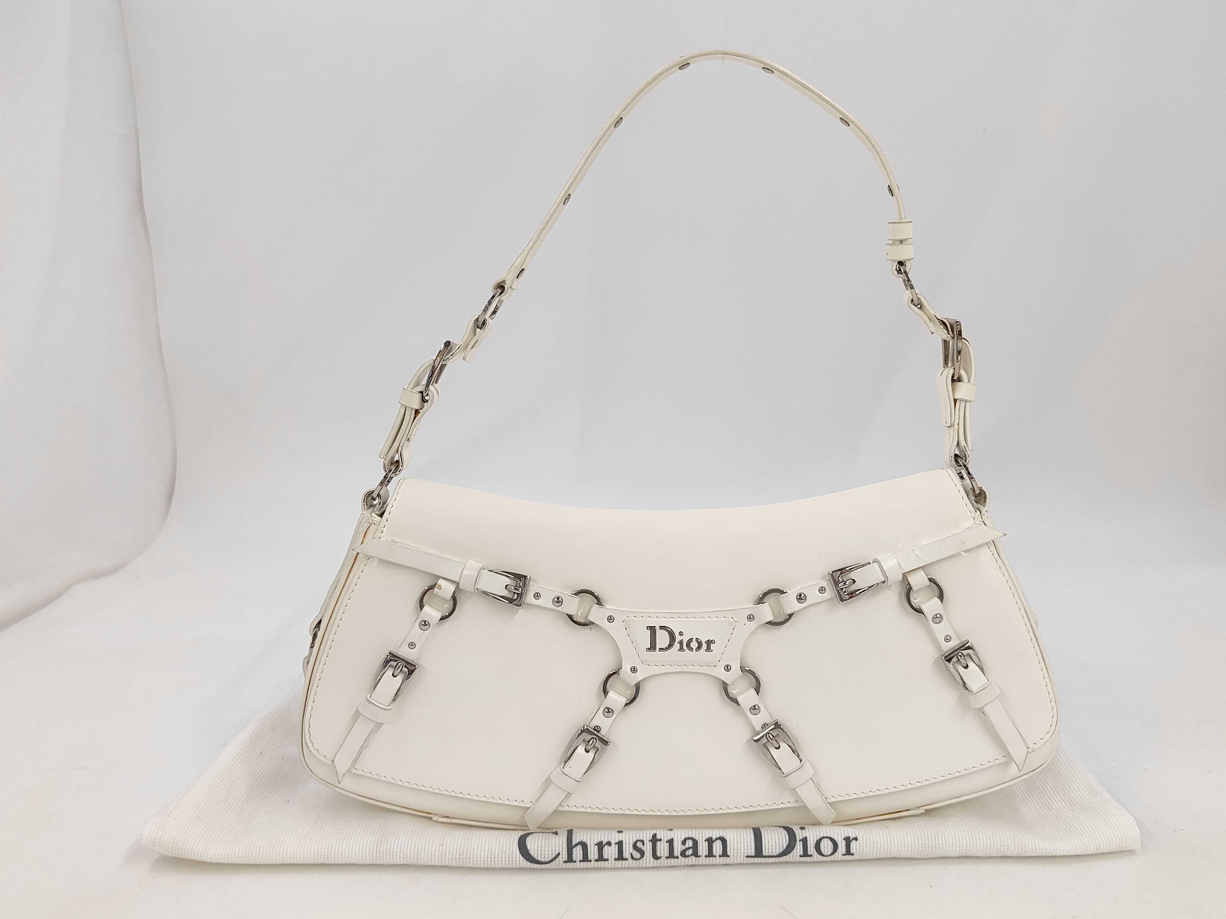 Bondage Handbag, Patent Leather, White, with Dust Bag