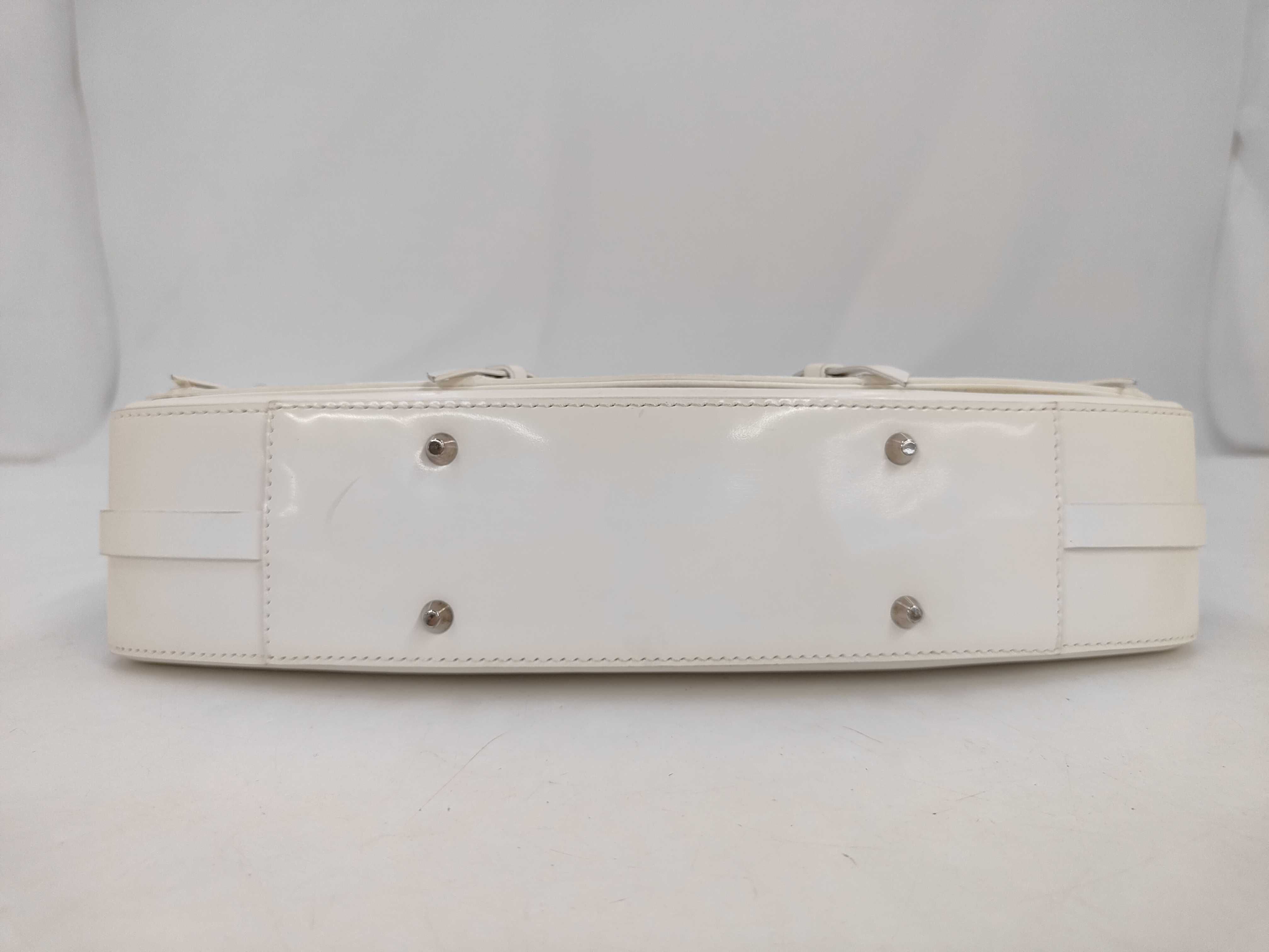 Bondage Handbag, Patent Leather, White, with Dust Bag — view 3