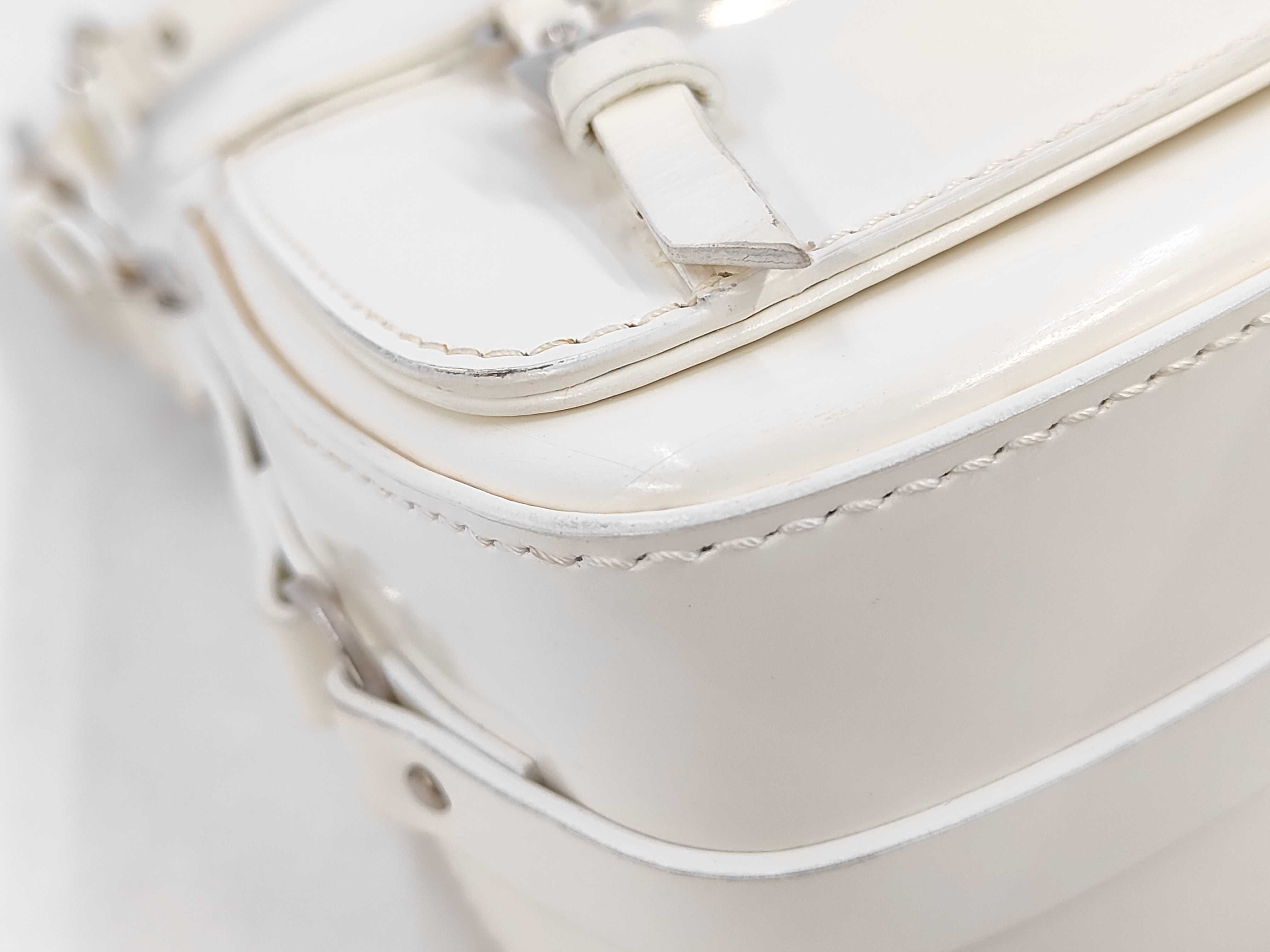 Bondage Handbag, Patent Leather, White, with Dust Bag — view 4