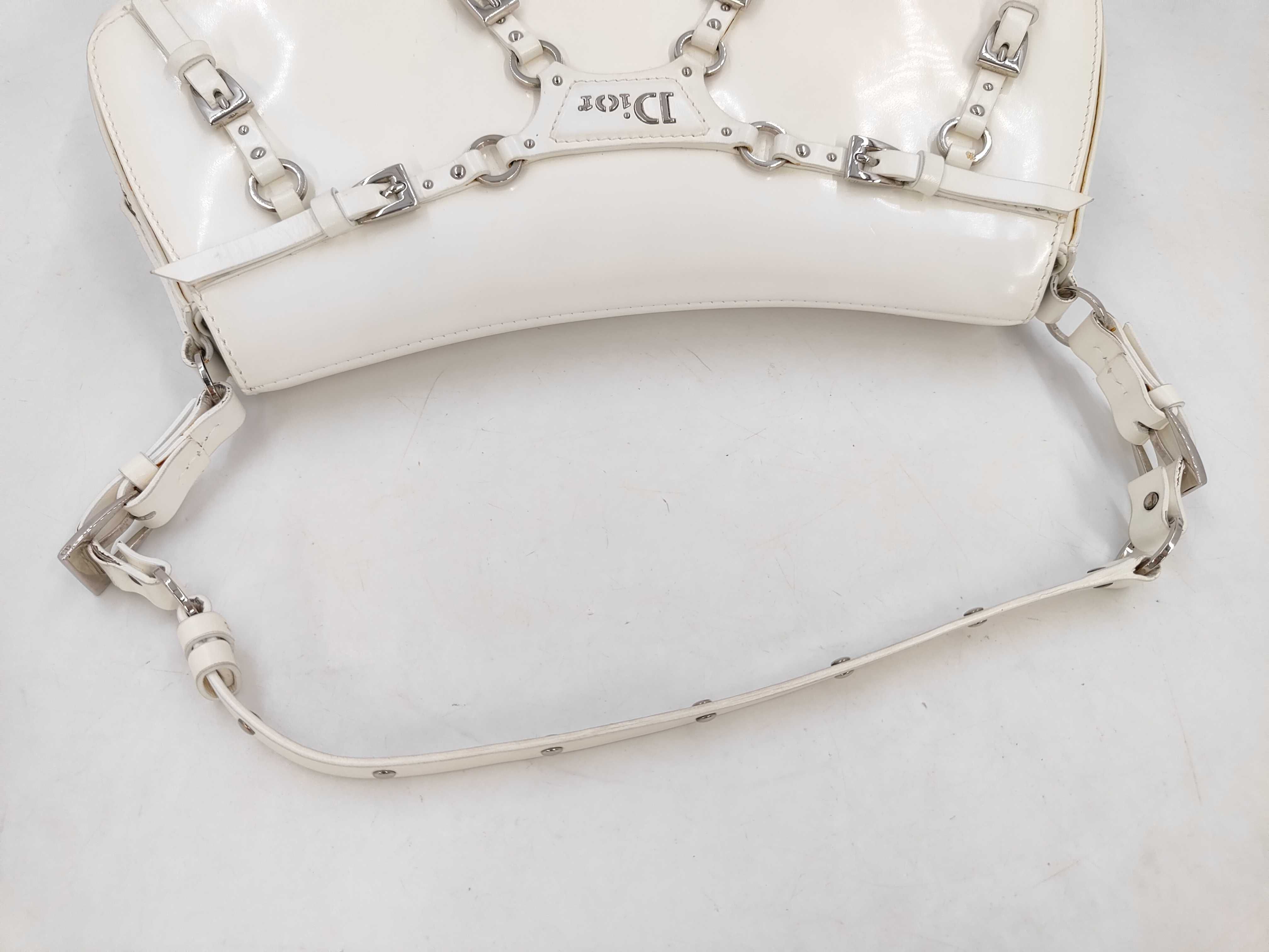 Bondage Handbag, Patent Leather, White, with Dust Bag — view 5