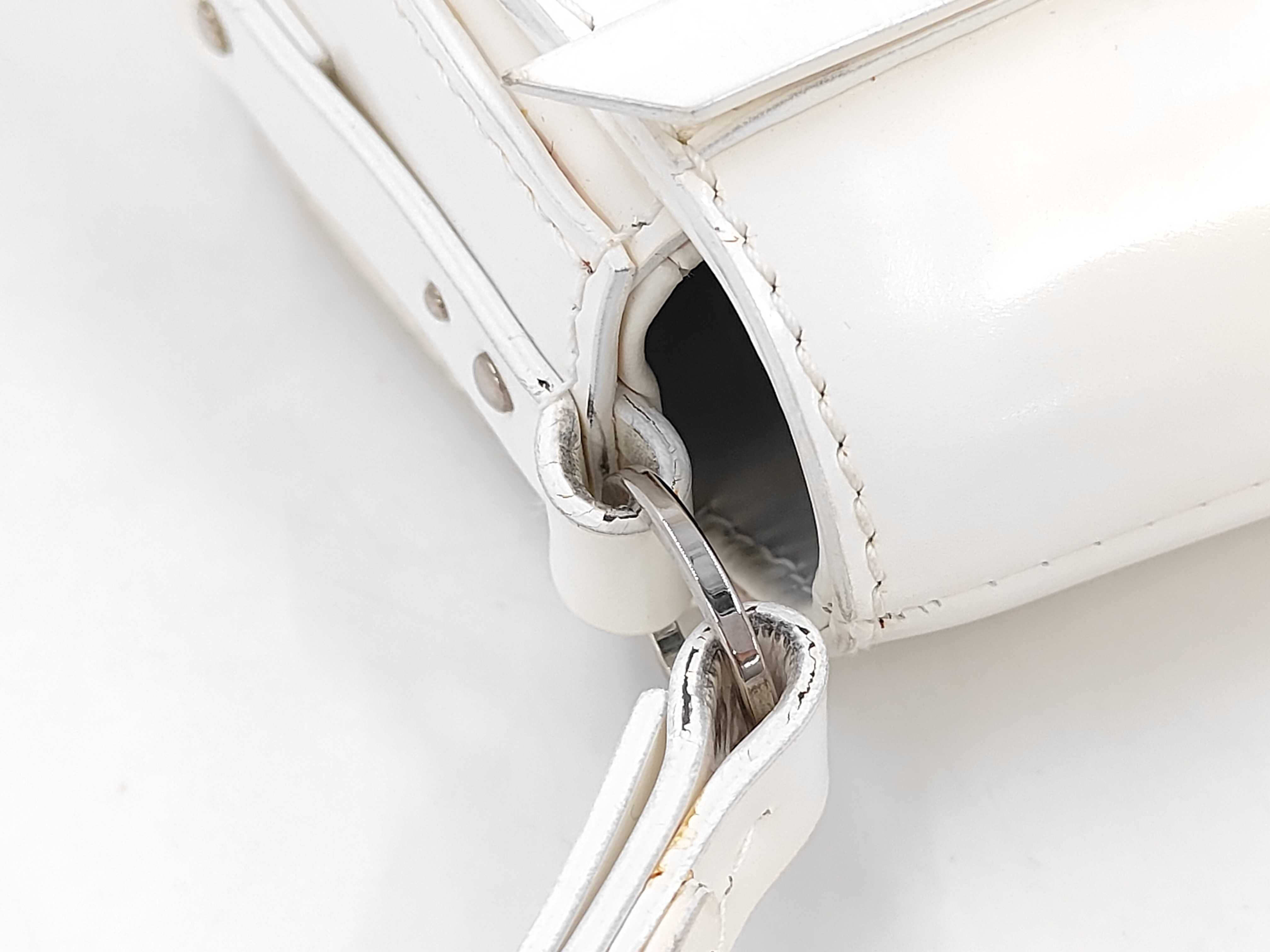 Bondage Handbag, Patent Leather, White, with Dust Bag — view 6