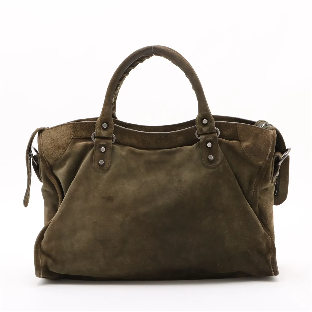 The City Suede x Leather 2WAY Handbag Green 115748 — view 2