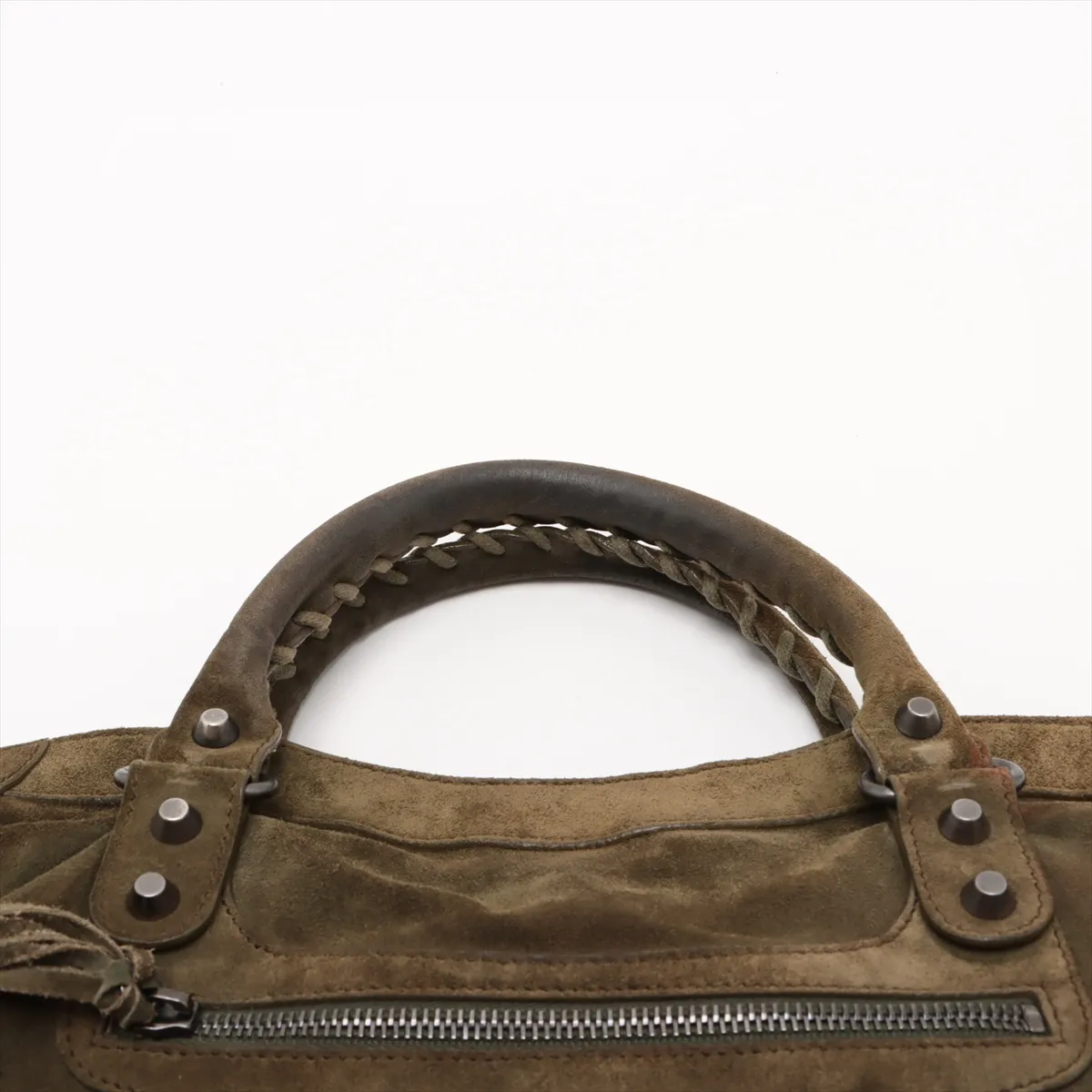 The City Suede x Leather 2WAY Handbag Green 115748 — view 6