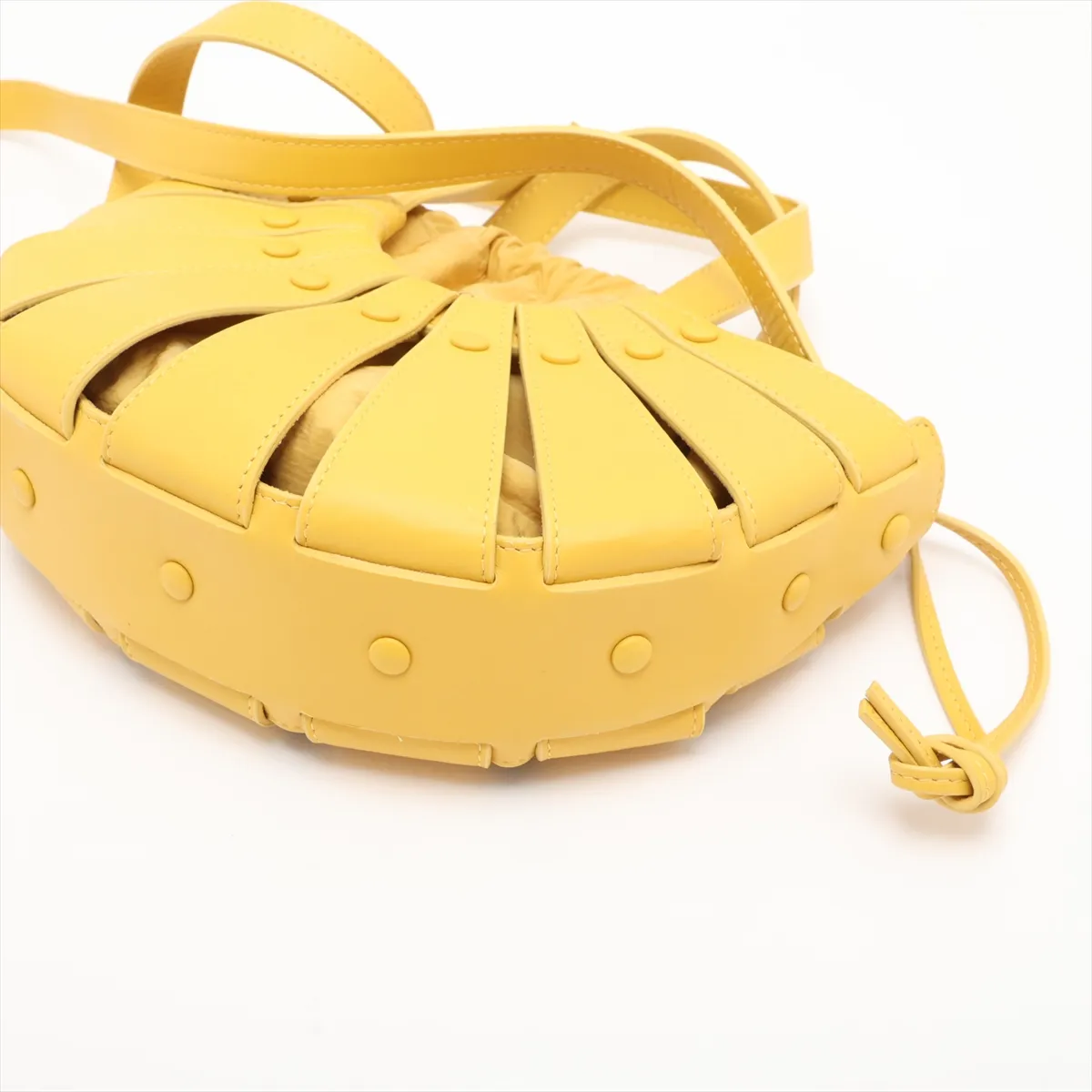 Shell Leather 2-Way Handbag, Yellow — view 3
