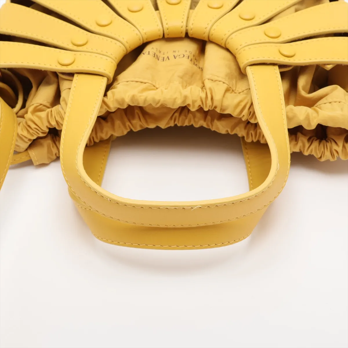 Shell Leather 2-Way Handbag, Yellow — view 5