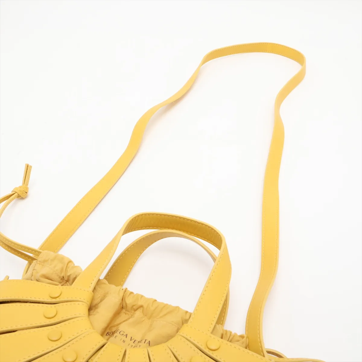 Shell Leather 2-Way Handbag, Yellow — view 7