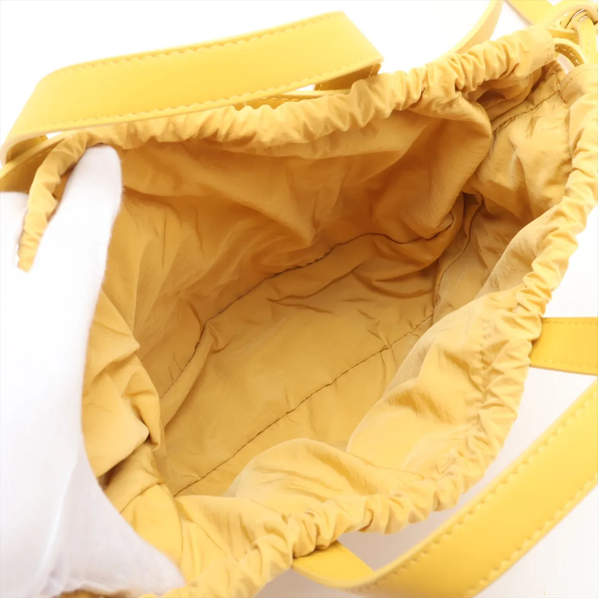 Shell Leather 2-Way Handbag, Yellow — view 8