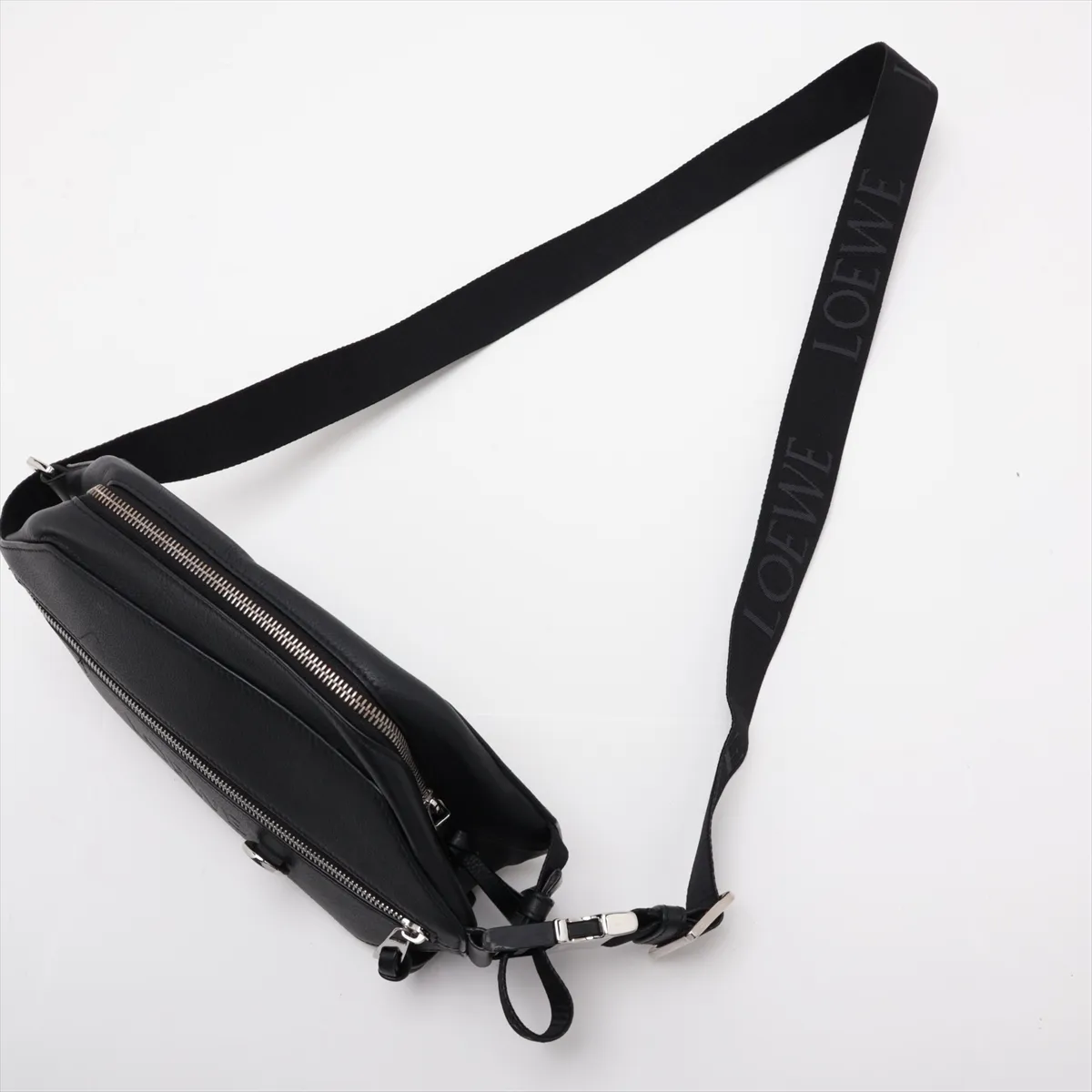Convertible Sling Leather Body Bag, Black — view 5