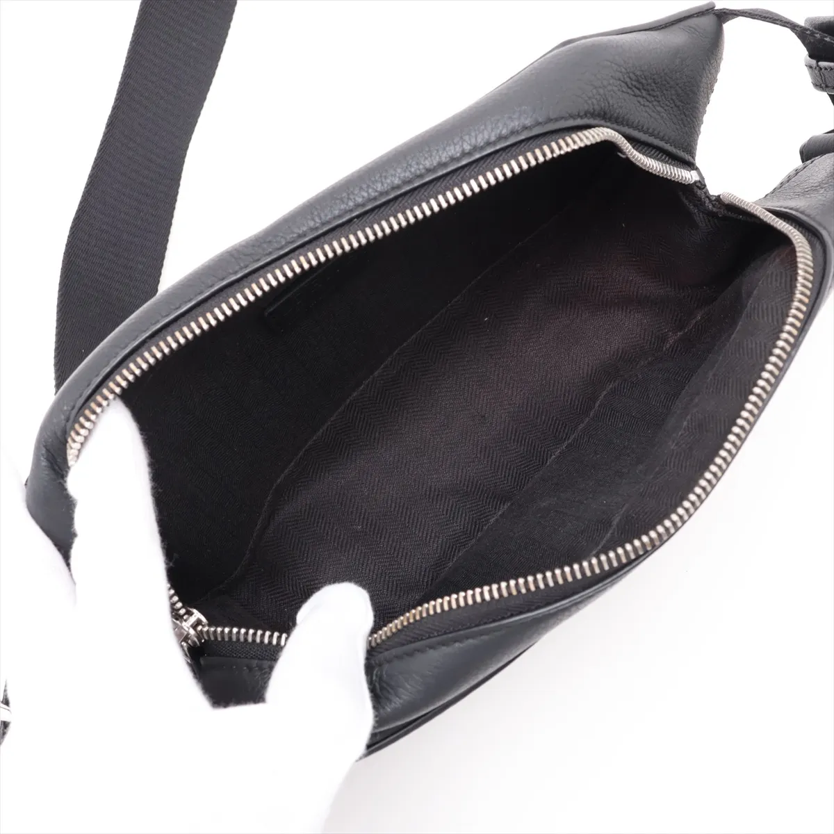Convertible Sling Leather Body Bag, Black — view 6