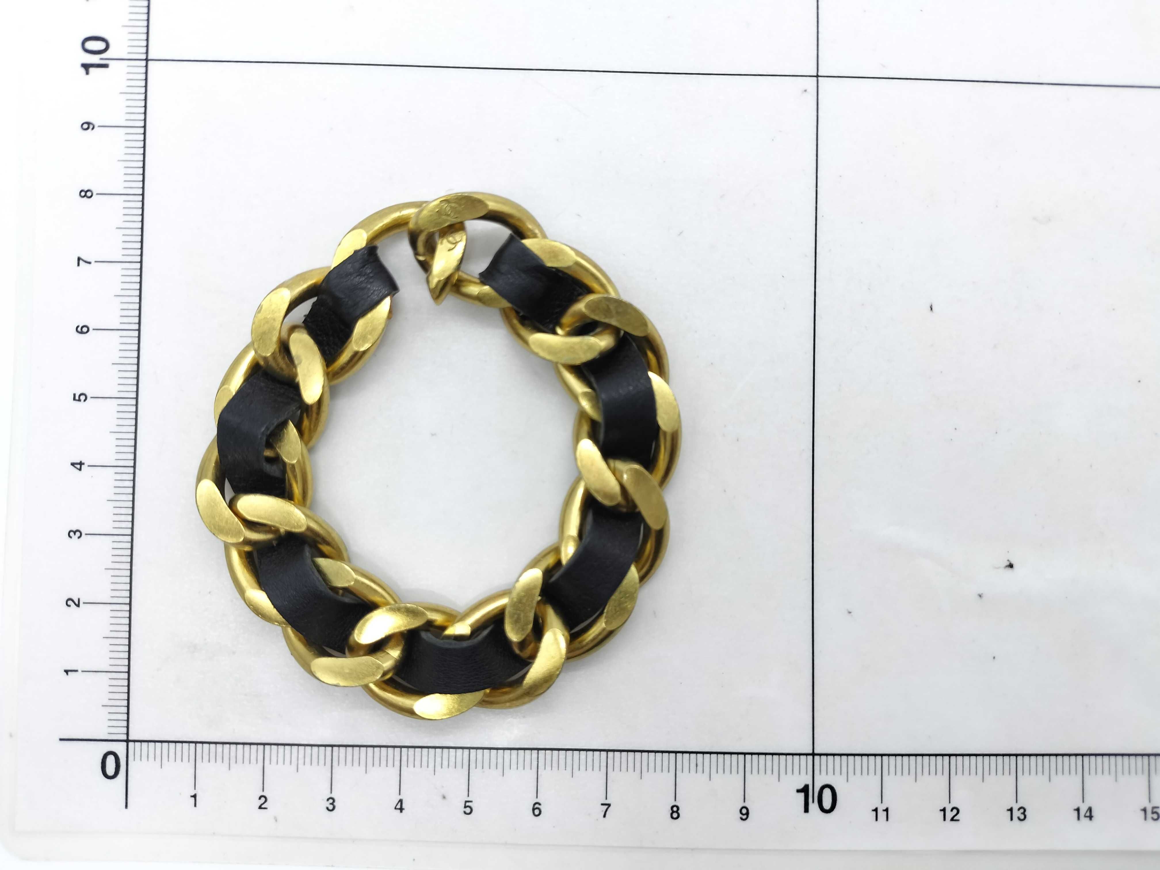 Sport 95P Logo Plate Chain Leather Choker Bracelet/Bangle — view 7