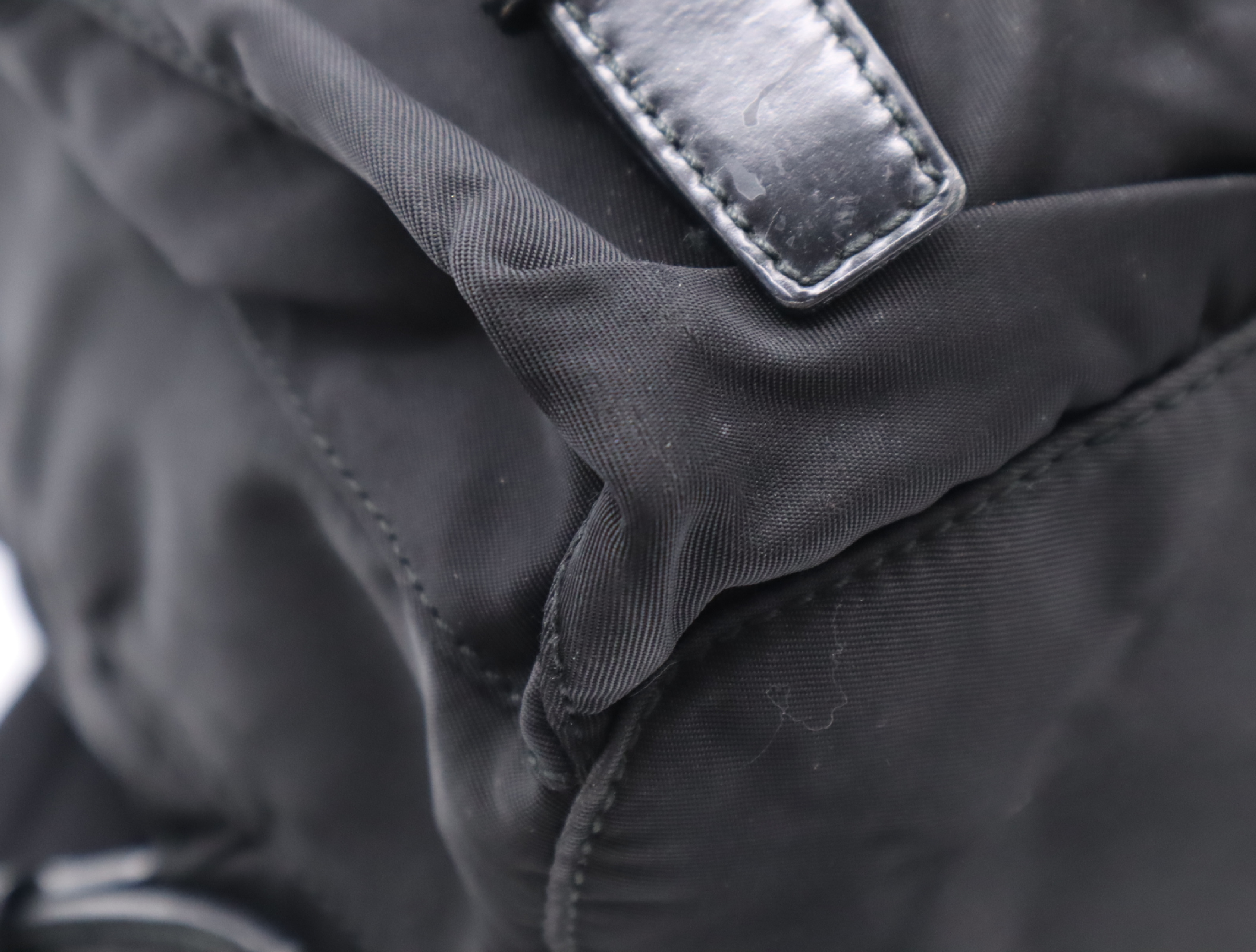 Nylon Triangle Logo Backpack, Black with Silver Hardware, Rucksack — view 6