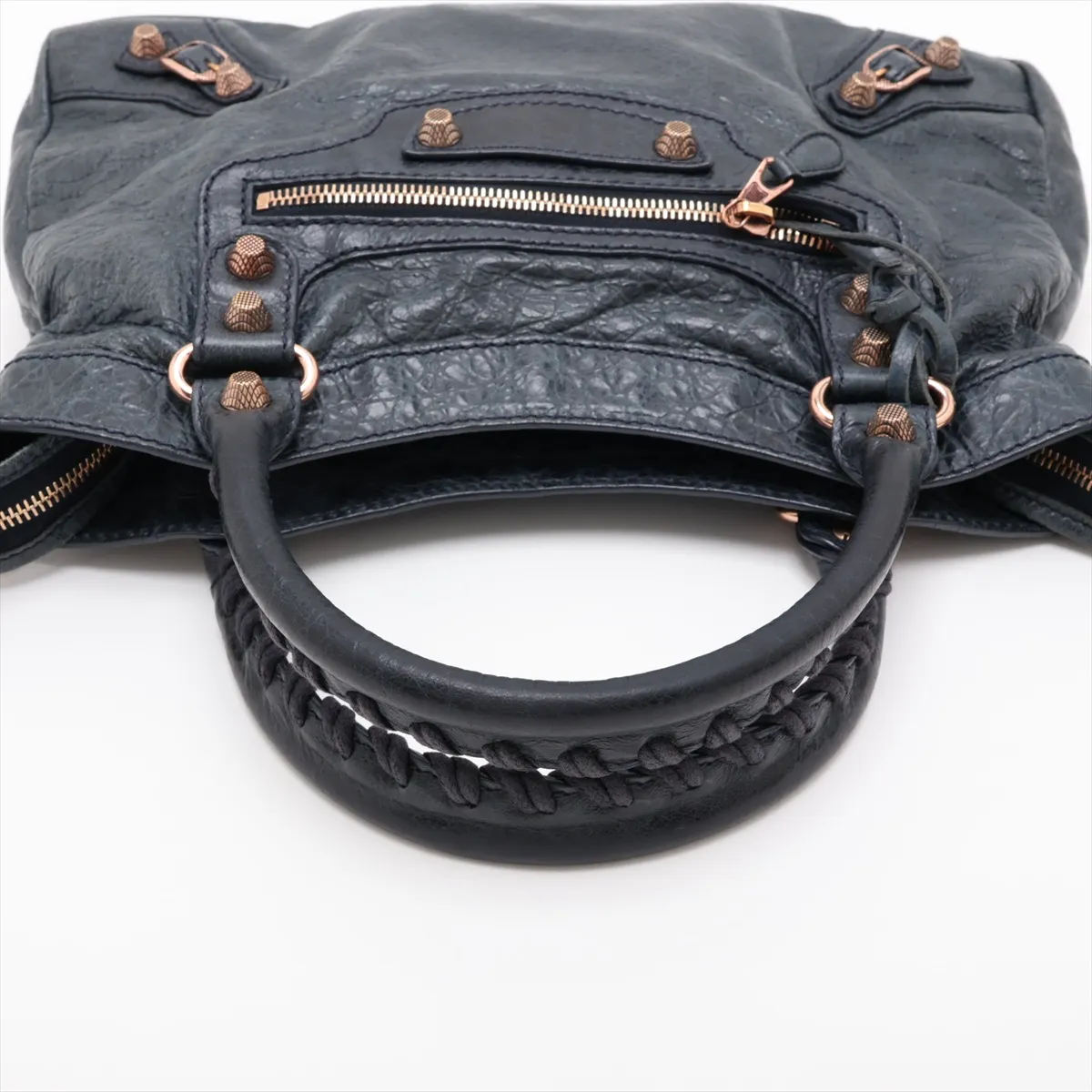 Giant Town Leather 2-Way Handbag, Navy, 285434, with Mirror — view 5