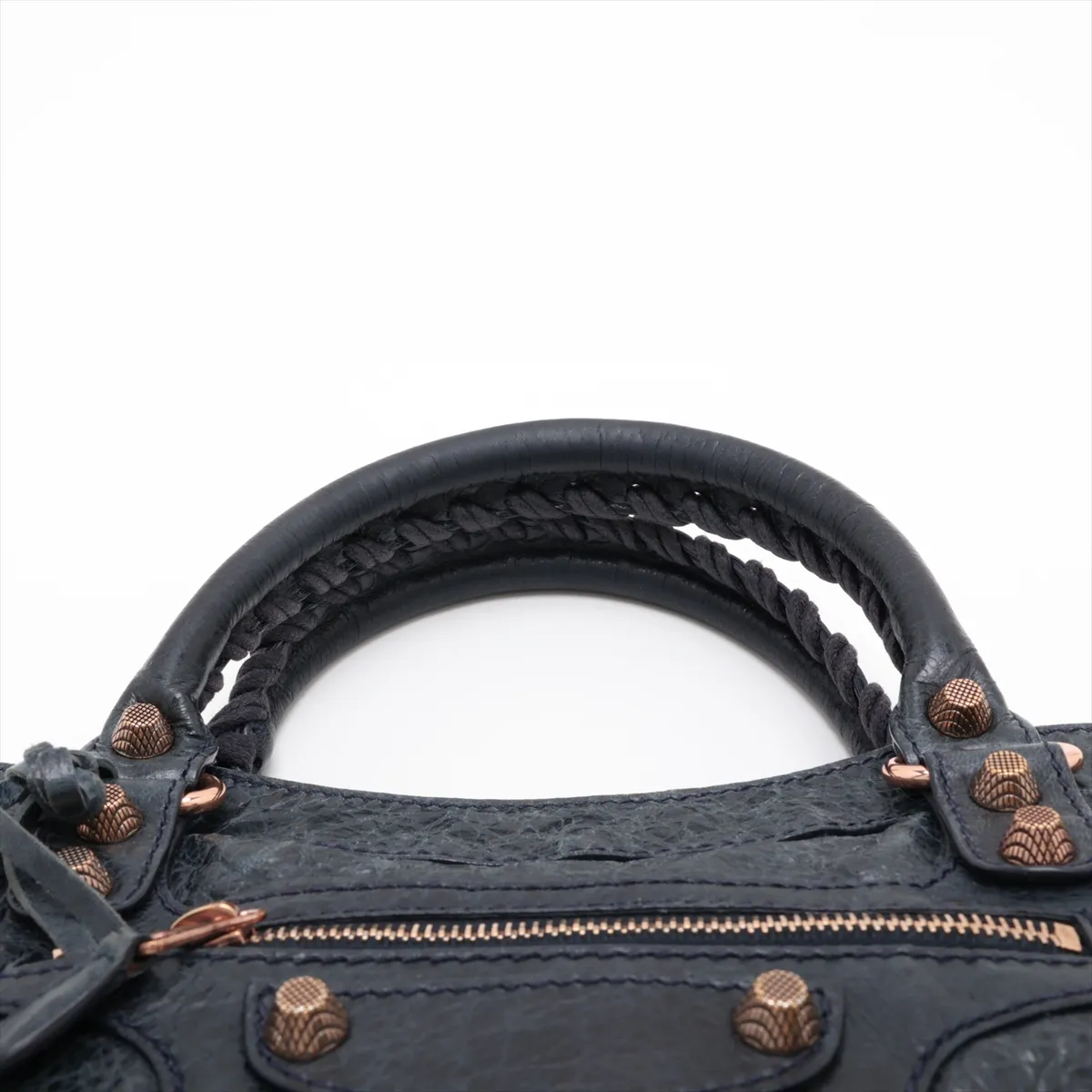 Giant Town Leather 2-Way Handbag, Navy, 285434, with Mirror — view 6
