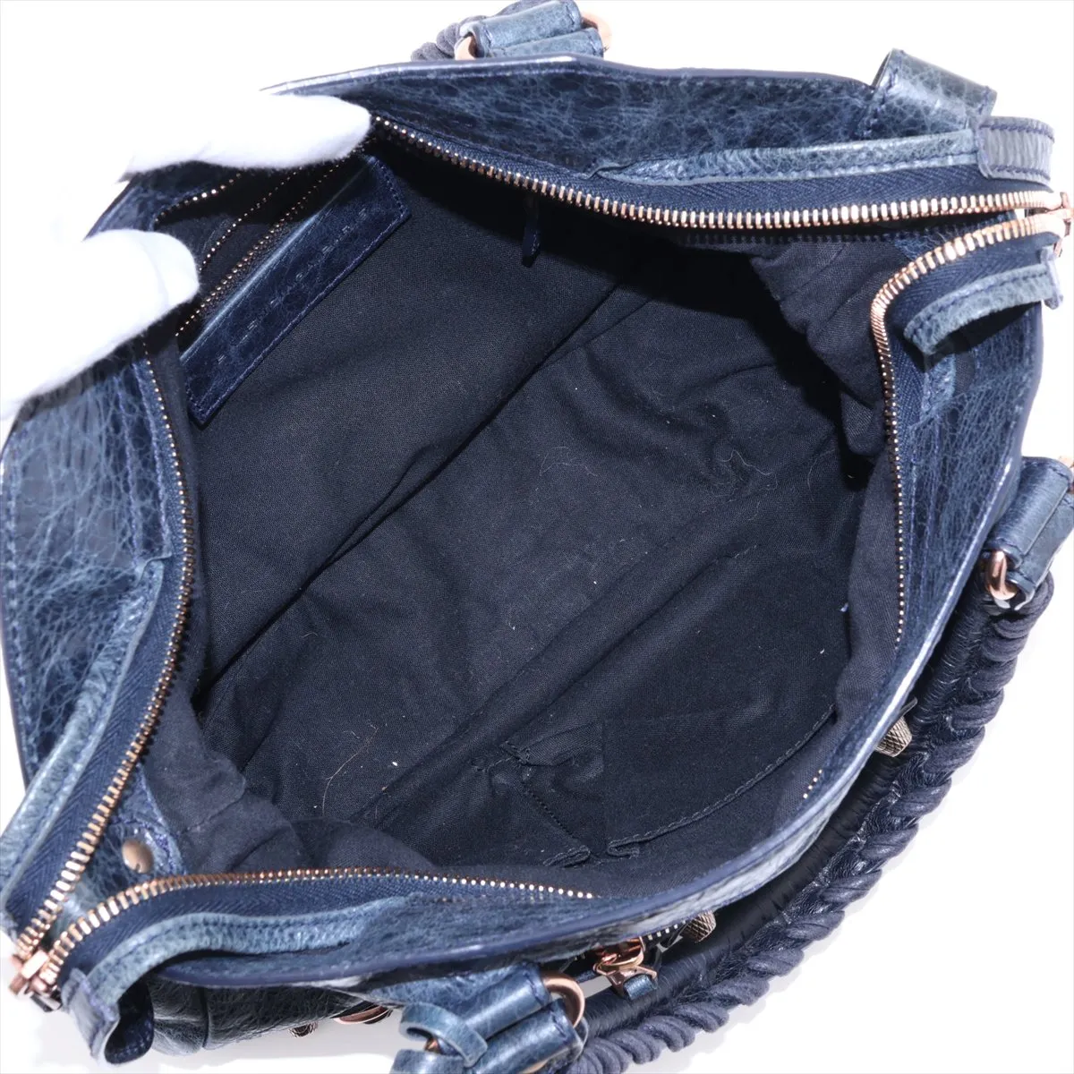 Giant Town Leather 2-Way Handbag, Navy, 285434, with Mirror — view 8