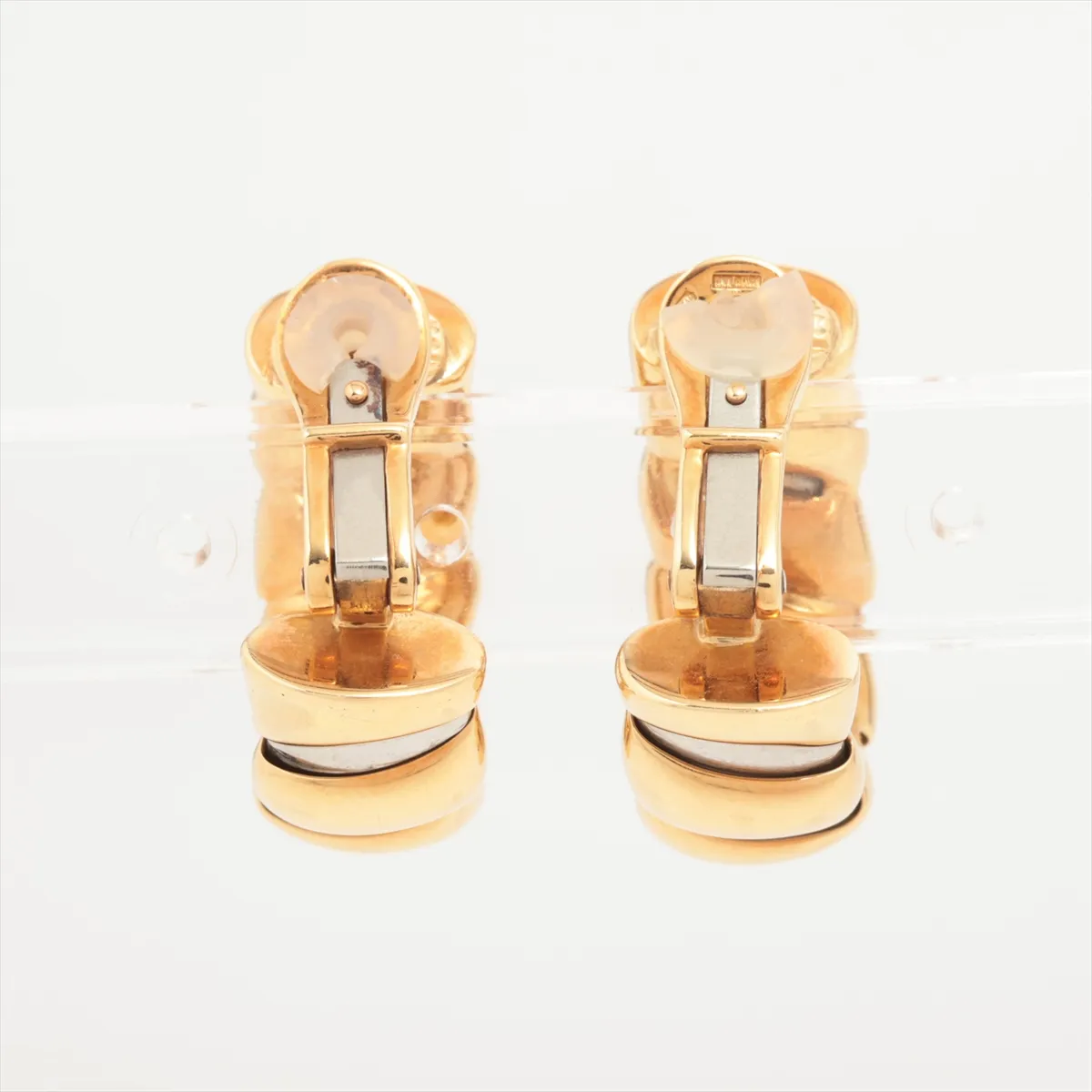 Tubogas earrings, 750 (yellow gold) x stainless steel, 29.9g. Silicone is — view 3