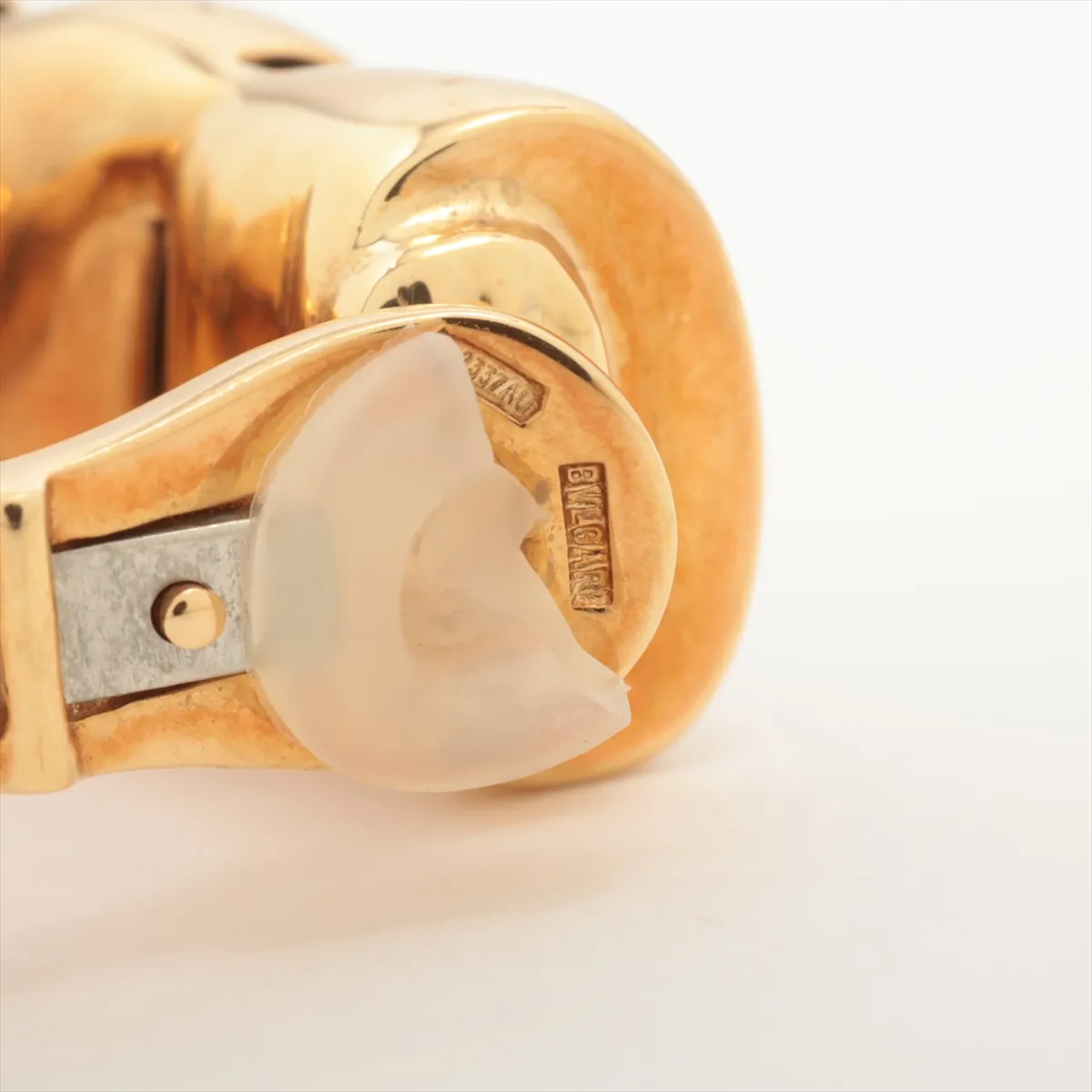 Tubogas earrings, 750 (yellow gold) x stainless steel, 29.9g. Silicone is — view 5