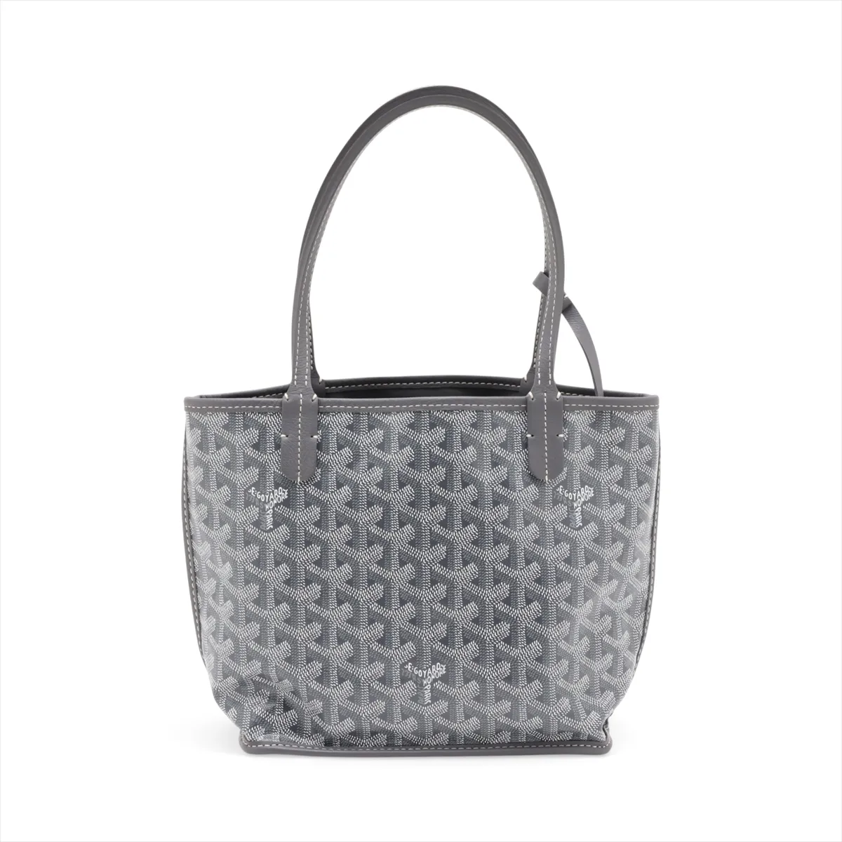 Ange Mini PVC x Leather Handbag, Gray, with Clip — view 2
