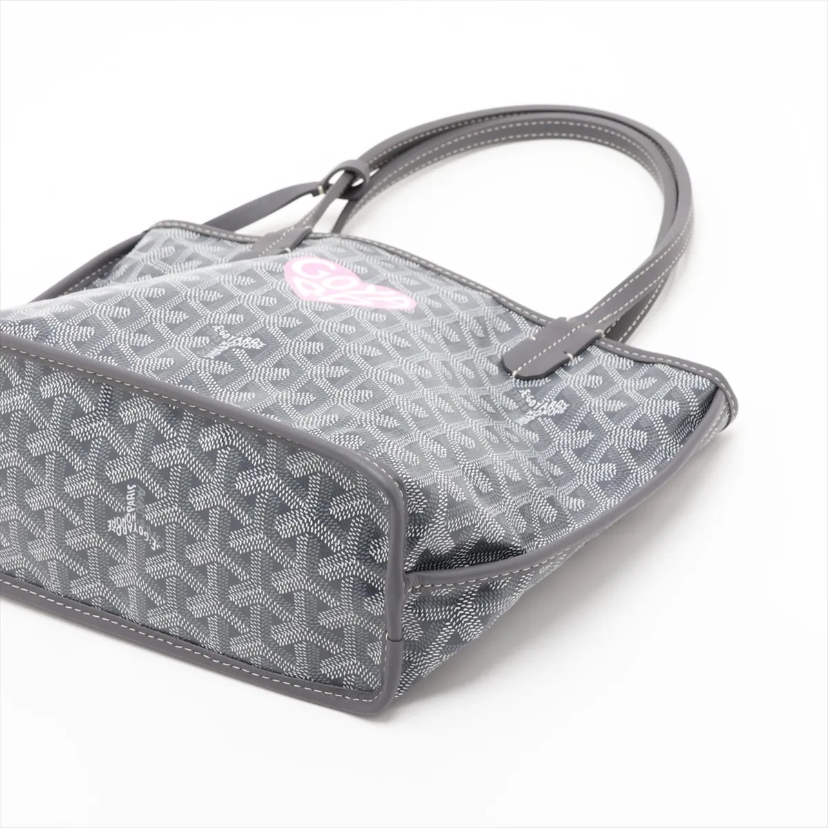 Ange Mini PVC x Leather Handbag, Gray, with Clip — view 3