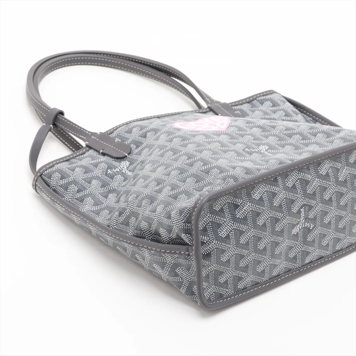 Ange Mini PVC x Leather Handbag, Gray, with Clip — view 4