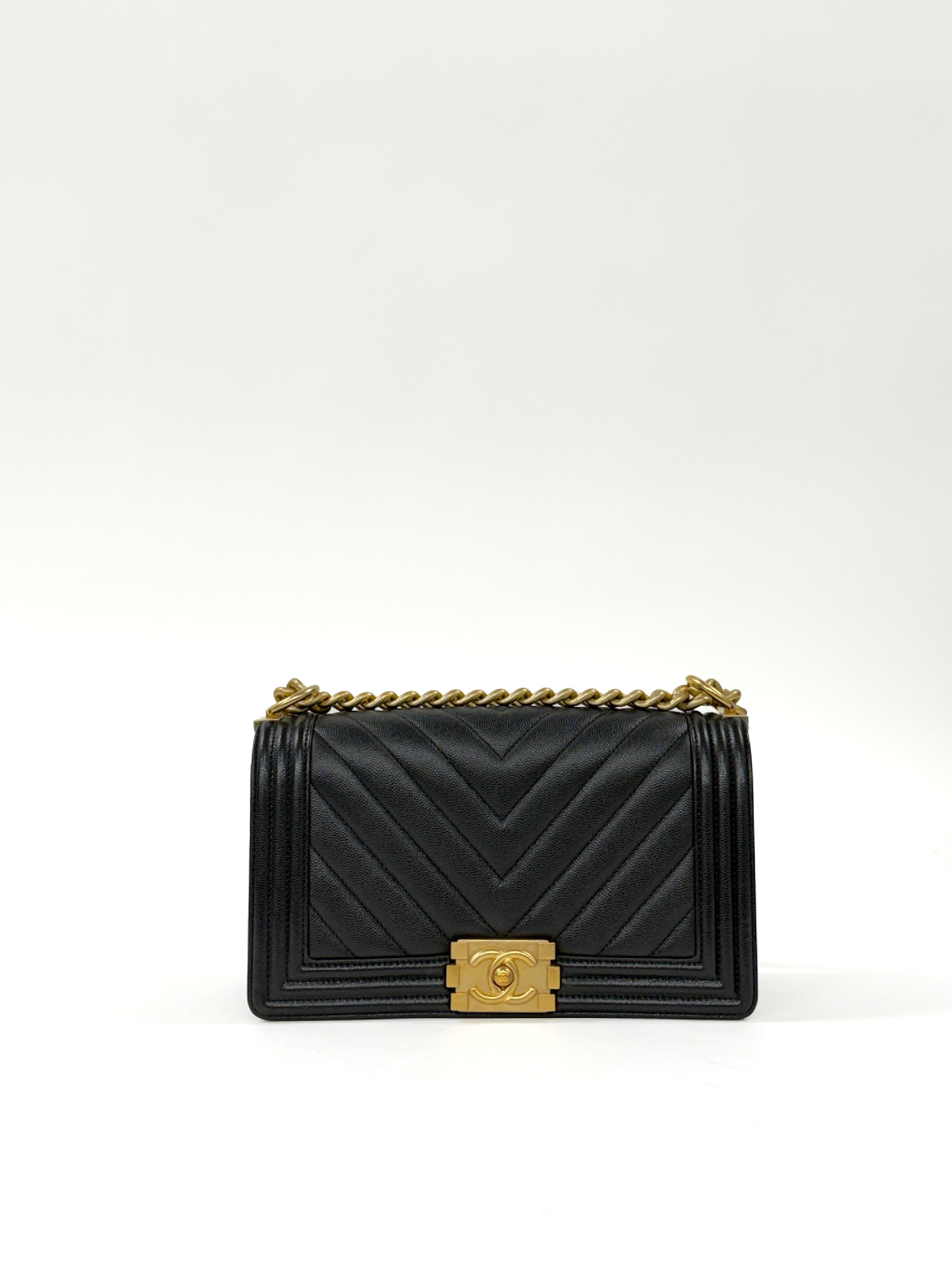 Boy Chanel Caviar Skin Random Plate Shoulder Bag