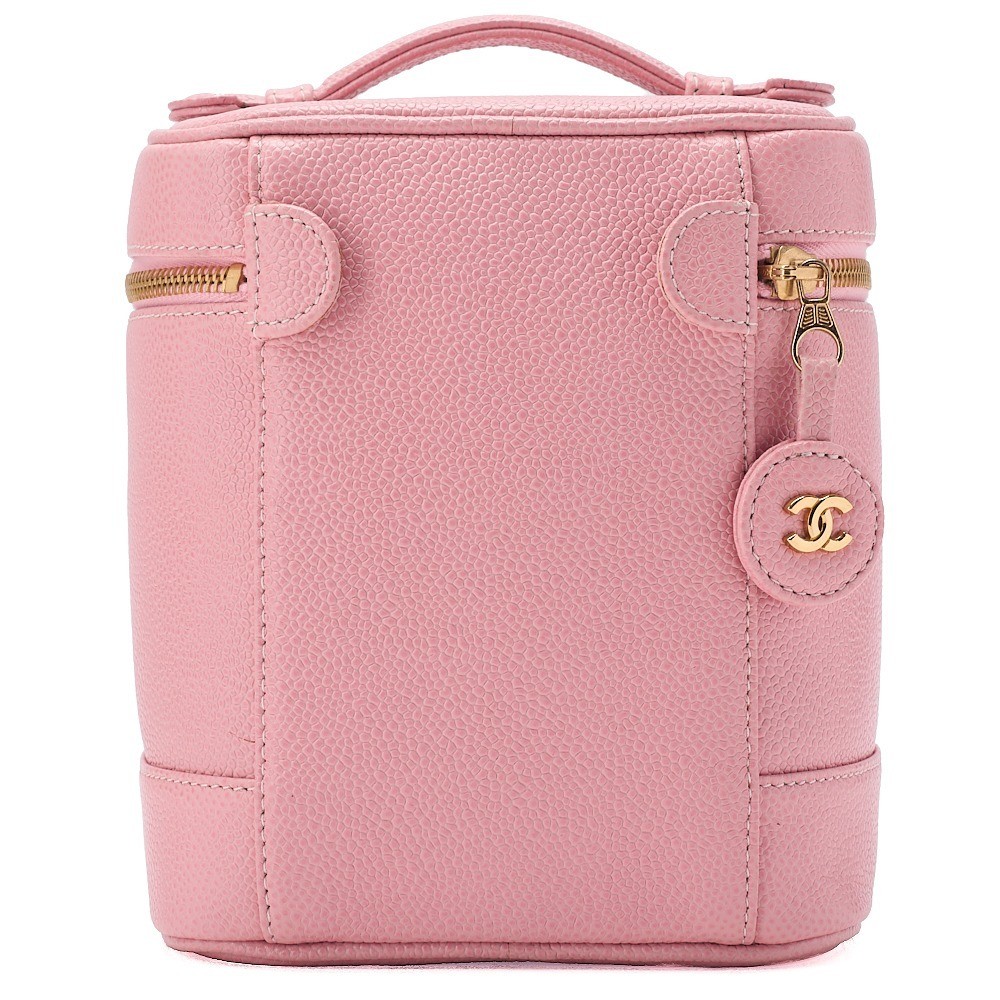 Caviar leather vanity case, pink, gold hardware, serial number 9. — view 2