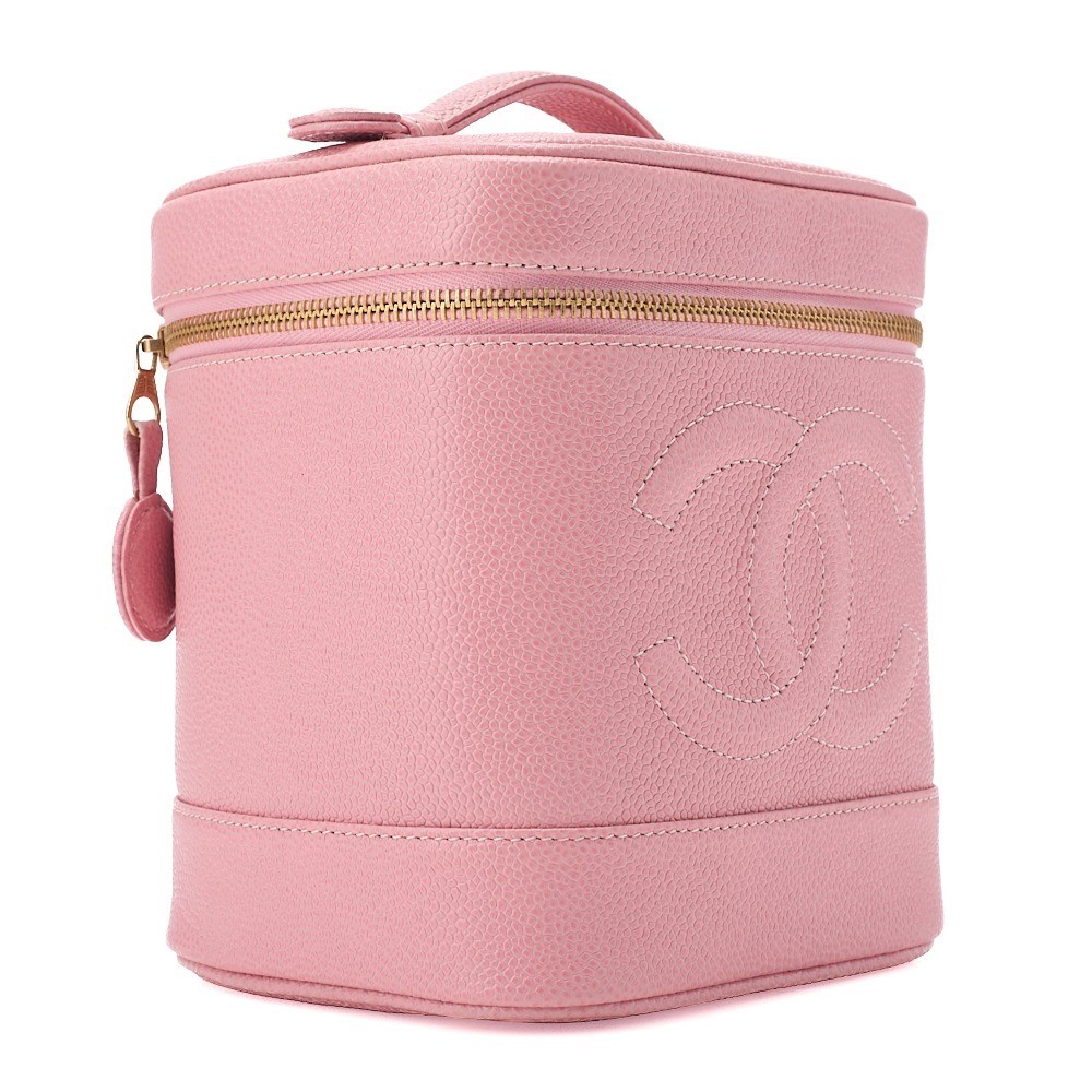 Caviar leather vanity case, pink, gold hardware, serial number 9. — view 3