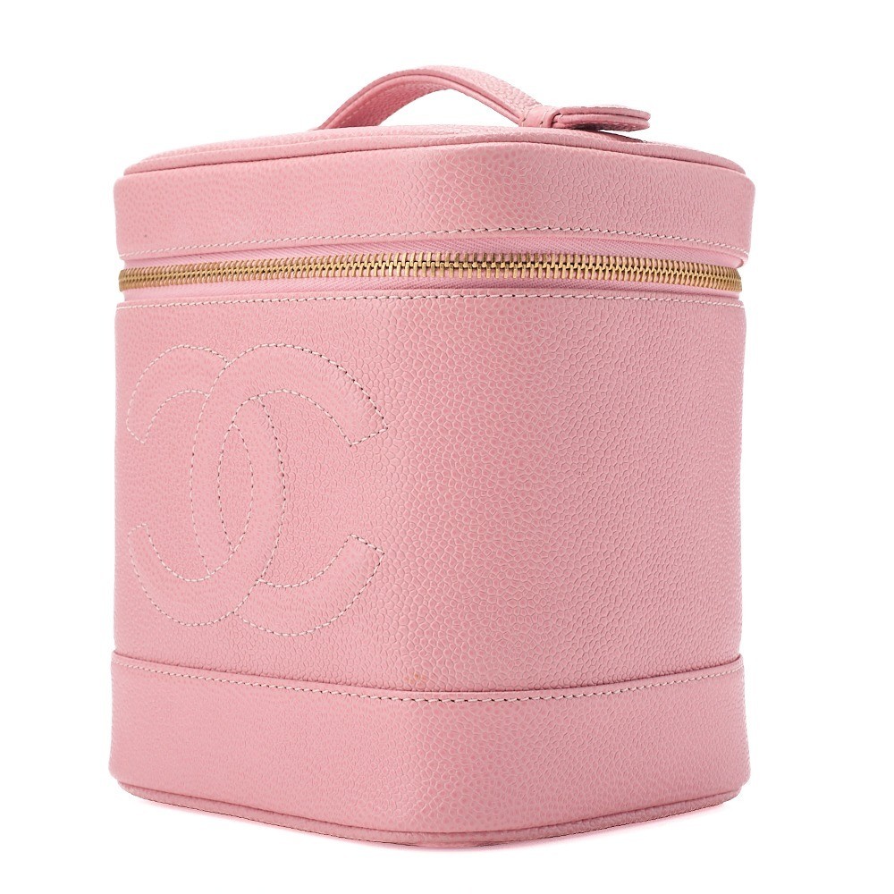 Caviar leather vanity case, pink, gold hardware, serial number 9. — view 4