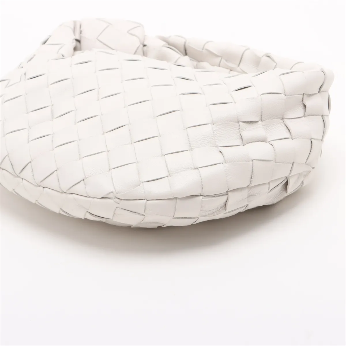 Intrecciato Mini Jodie Leather Handbag, White — view 3