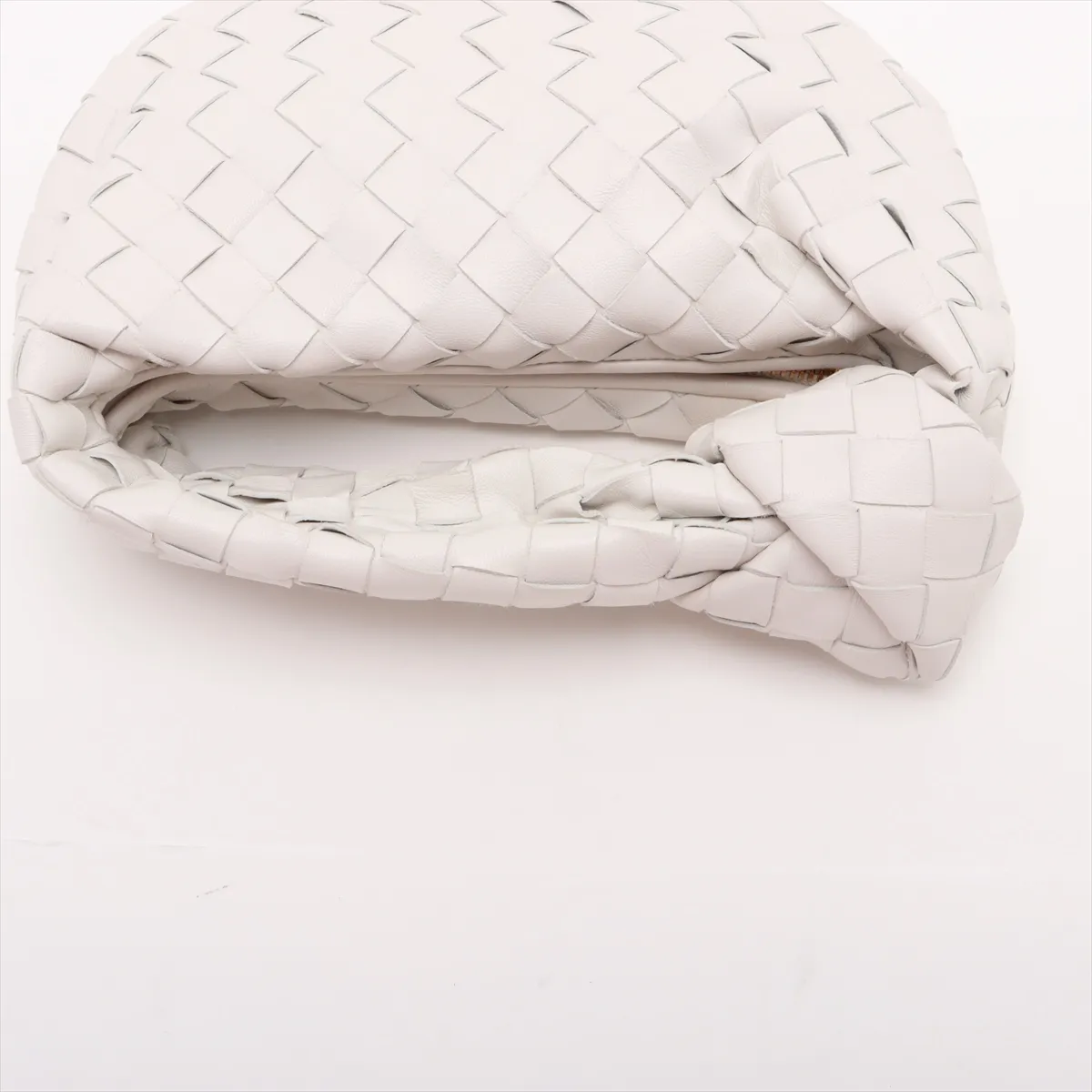 Intrecciato Mini Jodie Leather Handbag, White — view 5