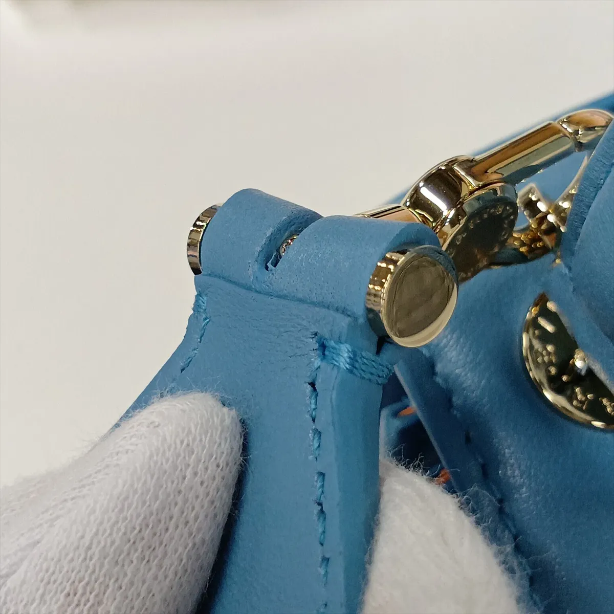 Serpenti Forever Leather 2-Way Handbag, Blue, with Mirror — view 15