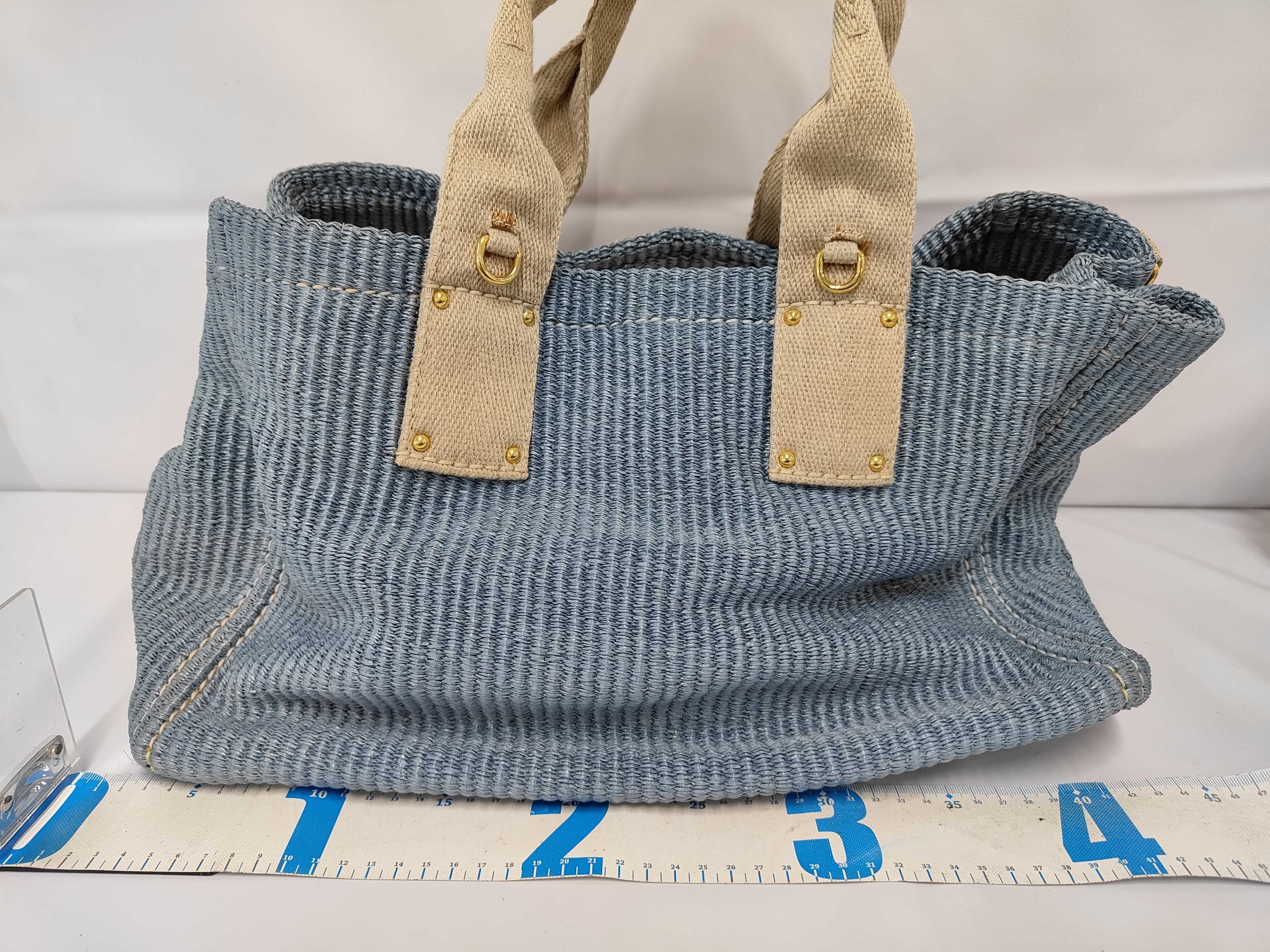 Canapa Straw Raffia Triangle Logo 2-Way Tote Bag — view 2
