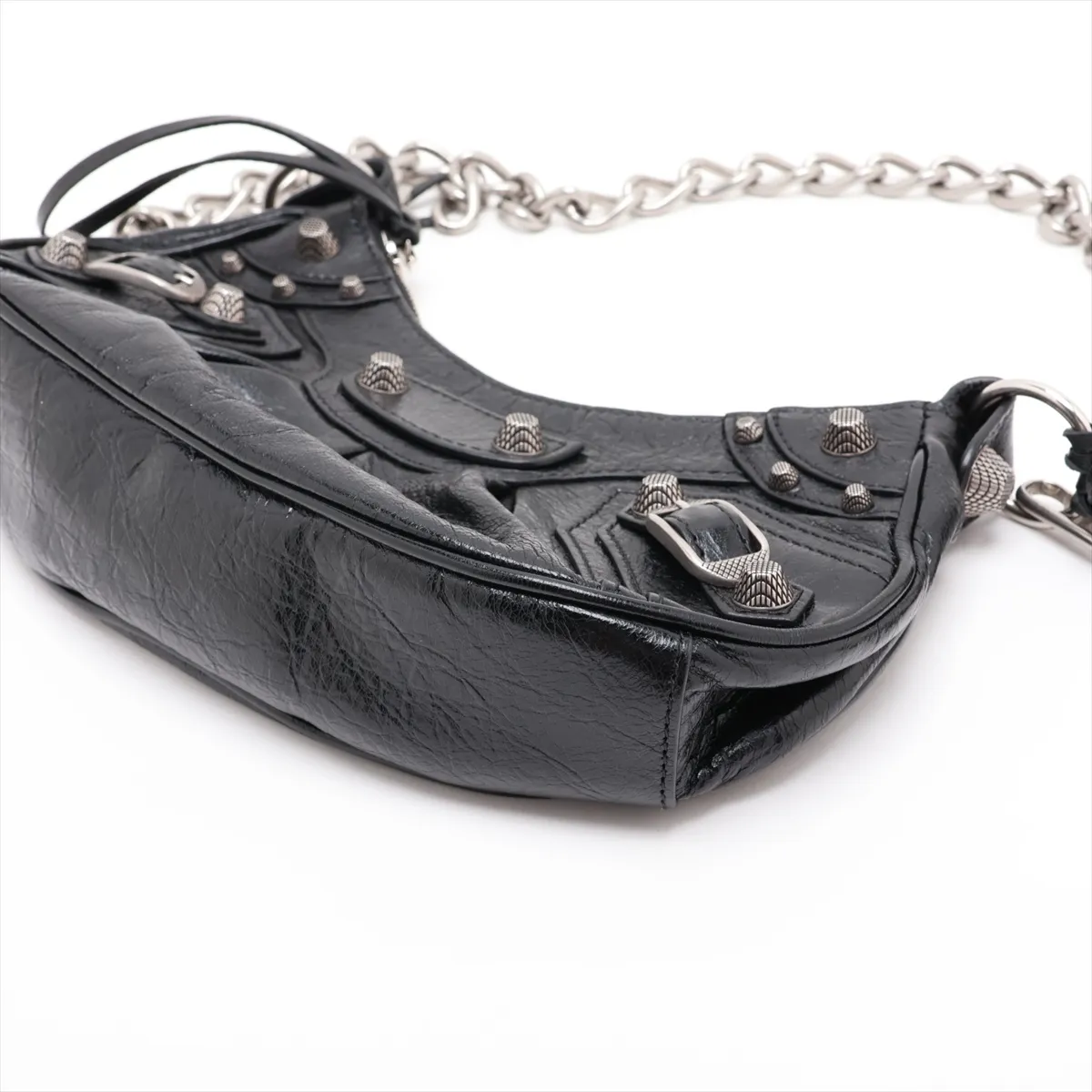 Arena 712813 Leather Chain Shoulder Bag, Black, with Mirror — view 3