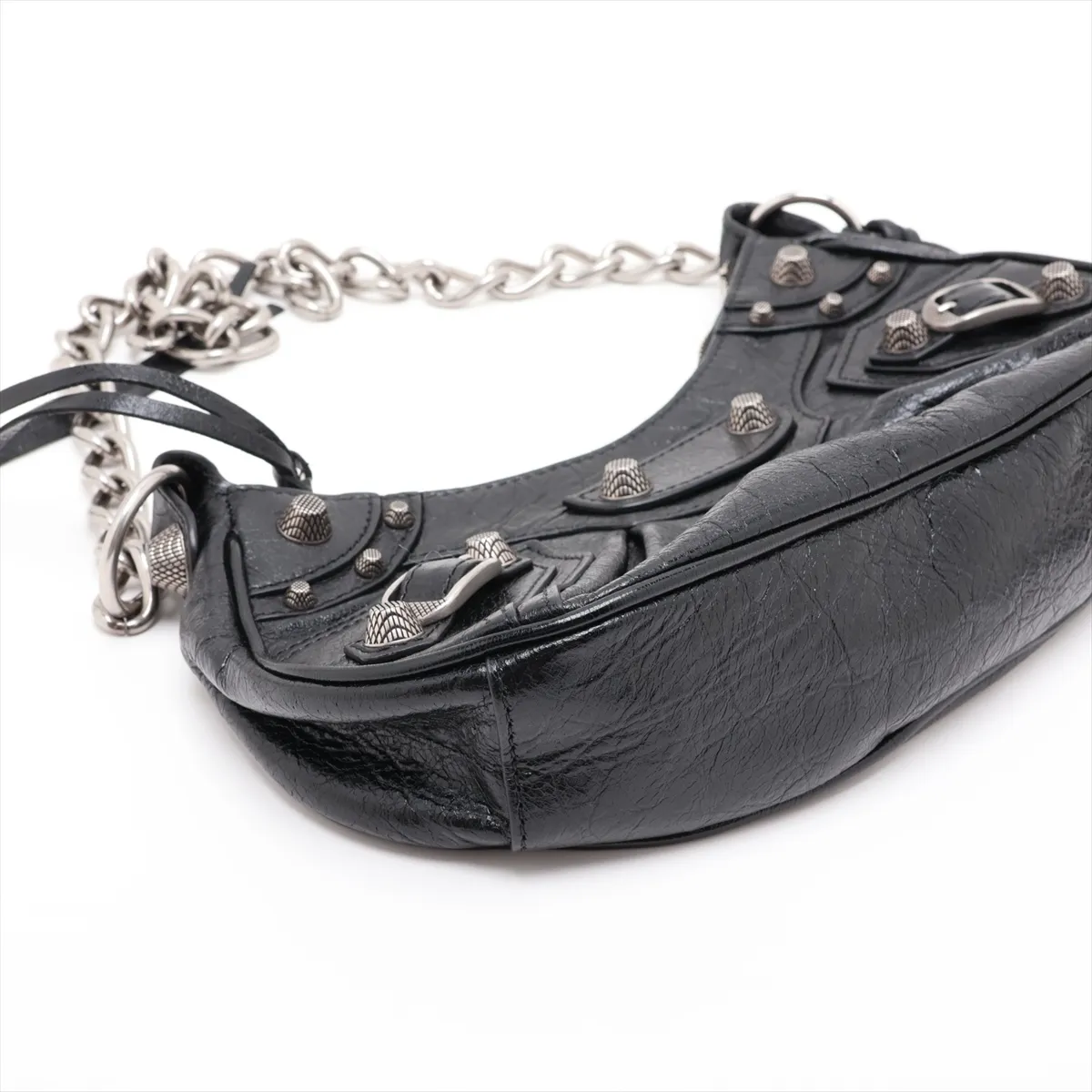 Arena 712813 Leather Chain Shoulder Bag, Black, with Mirror — view 4