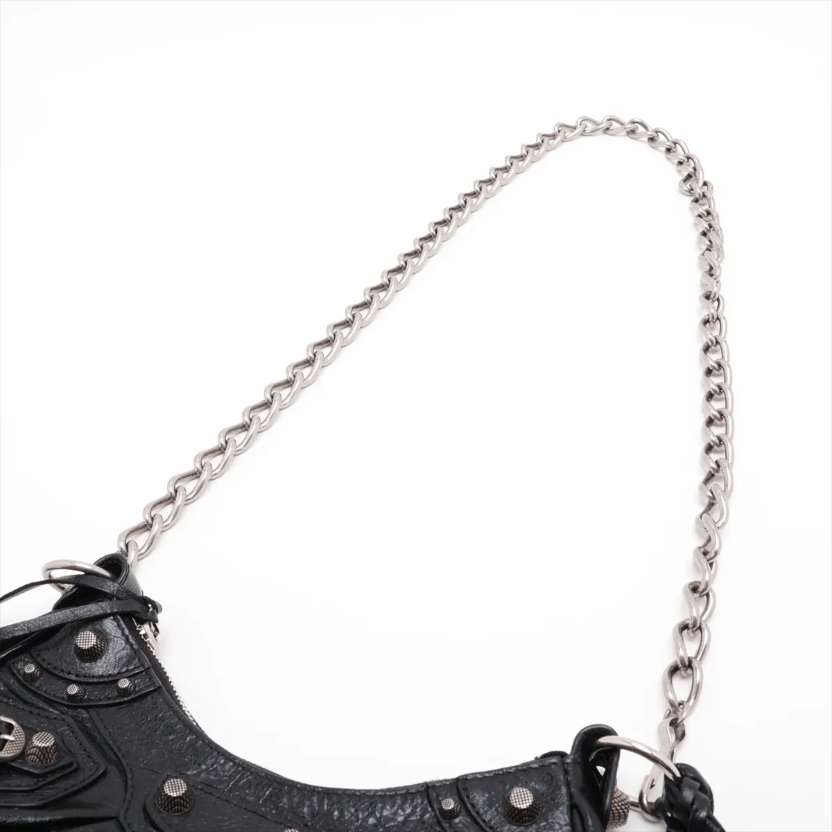Arena 712813 Leather Chain Shoulder Bag, Black, with Mirror — view 5