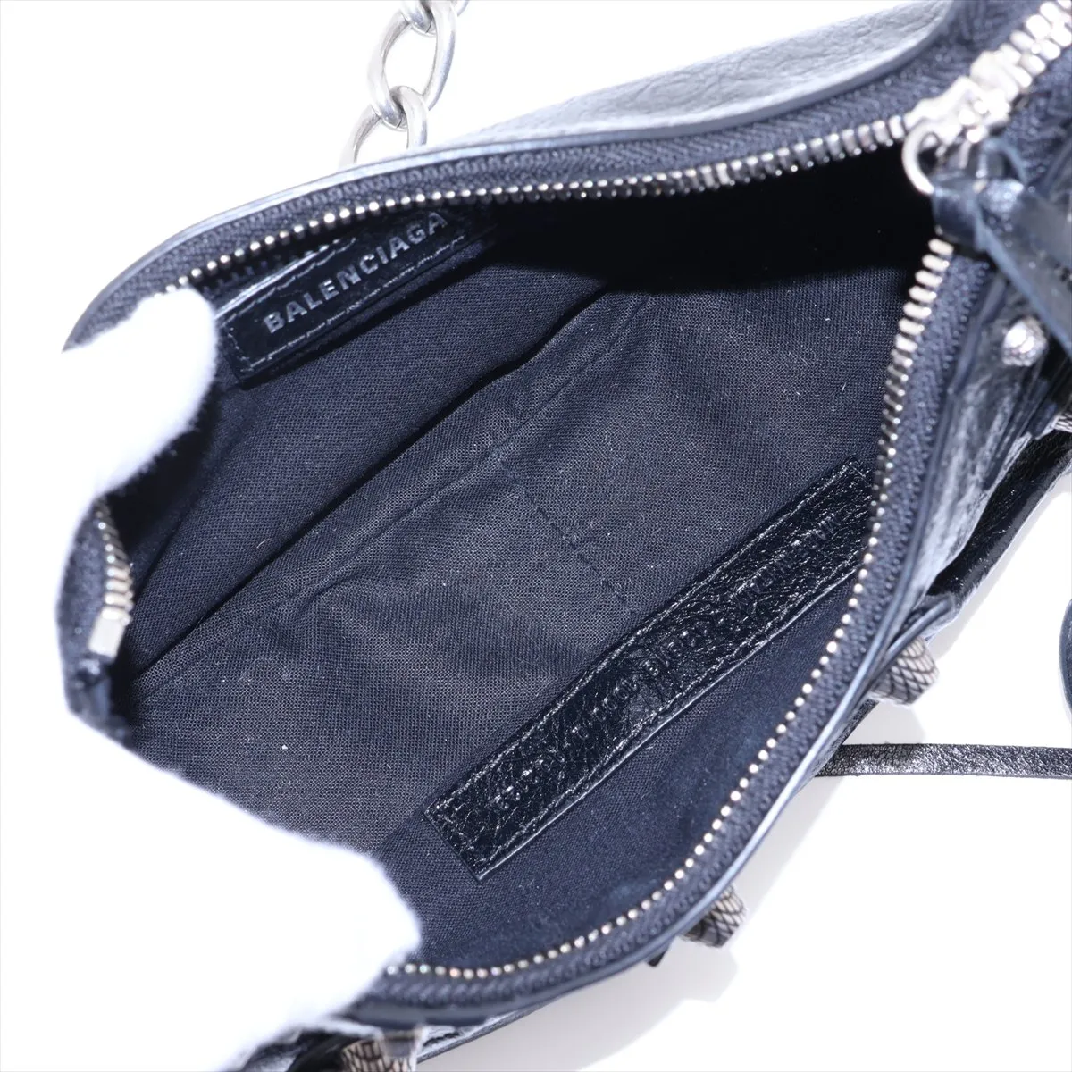 Arena 712813 Leather Chain Shoulder Bag, Black, with Mirror — view 6