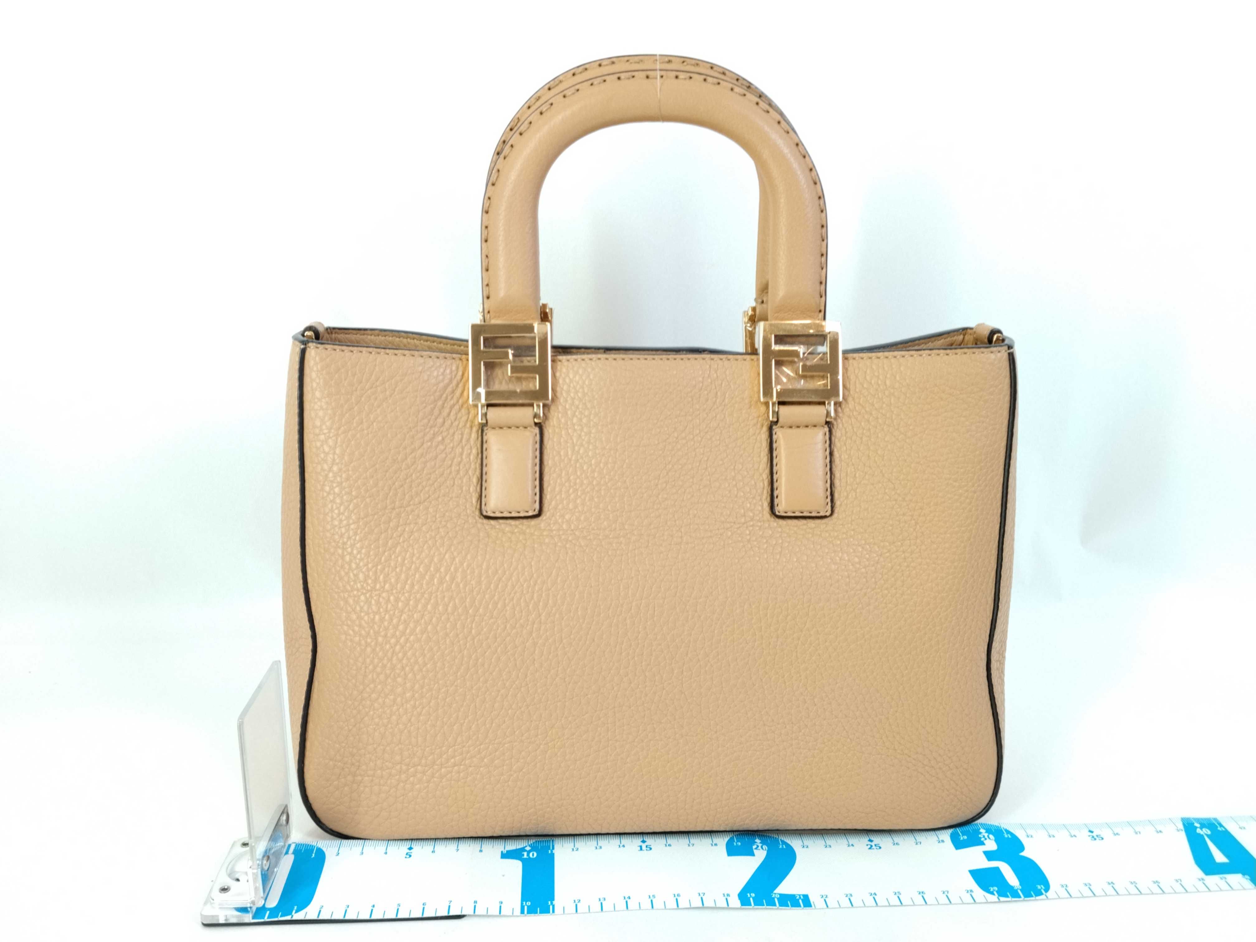 Selleria FF Tote Small Leather 2-Way Handbag Beige 8BH367 Handbag — view 2