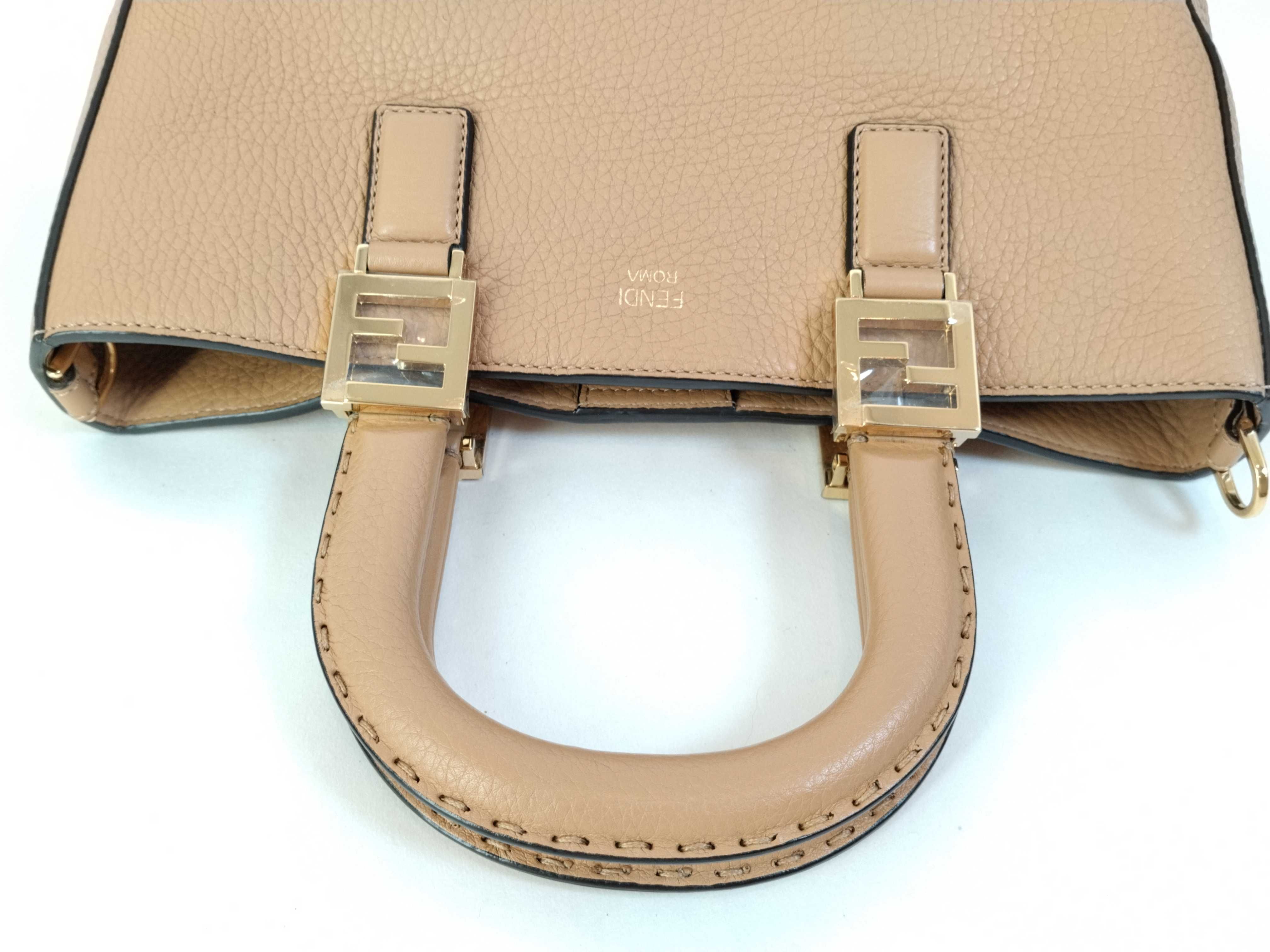 Selleria FF Tote Small Leather 2-Way Handbag Beige 8BH367 Handbag — view 3