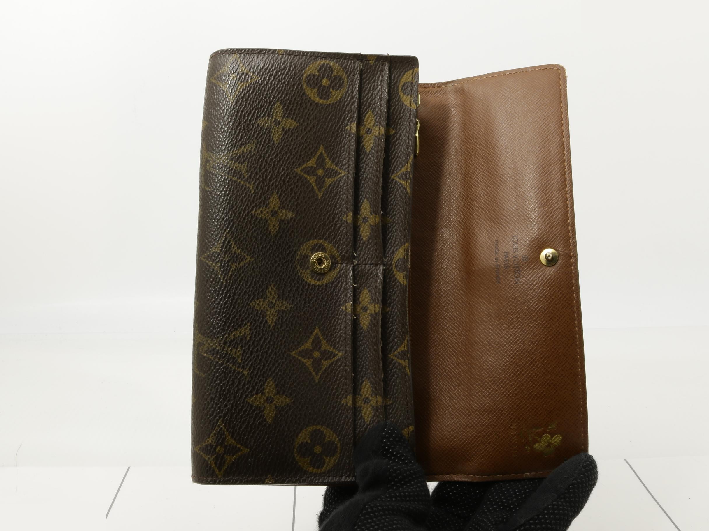 Portefeuille Sarah Monogram Long Wallet, Brown, Gold Hardware — view 4
