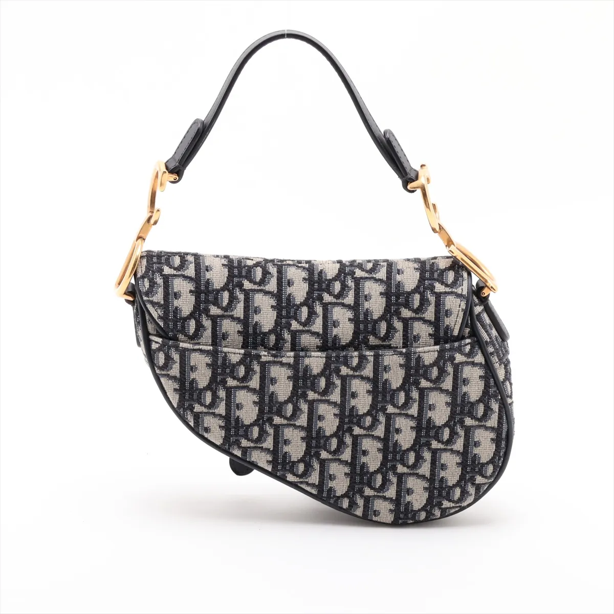 Oblique Saddle Bag, Canvas x Leather, 2-Way Shoulder Bag, Navy — view 2