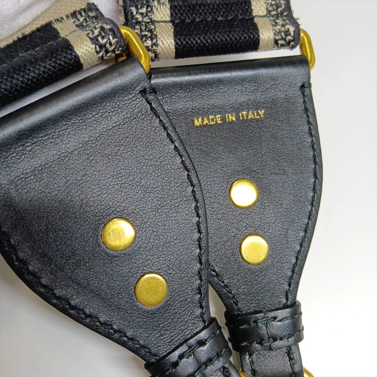 Oblique Saddle Bag, Canvas x Leather, 2-Way Shoulder Bag, Navy — view 15
