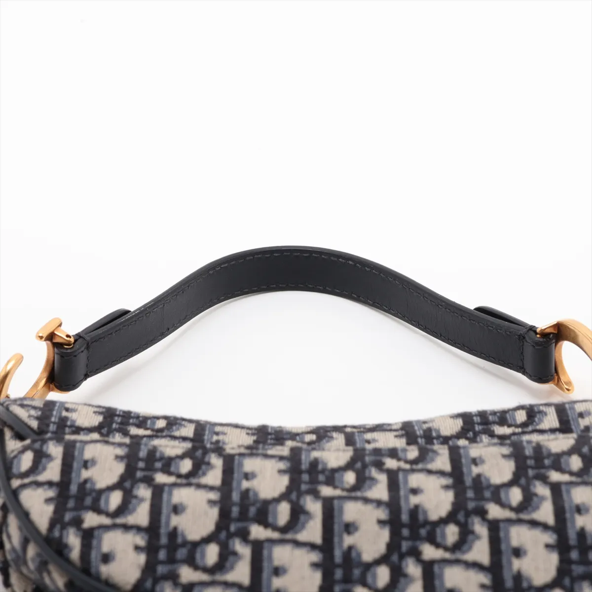 Oblique Saddle Bag, Canvas x Leather, 2-Way Shoulder Bag, Navy — view 6