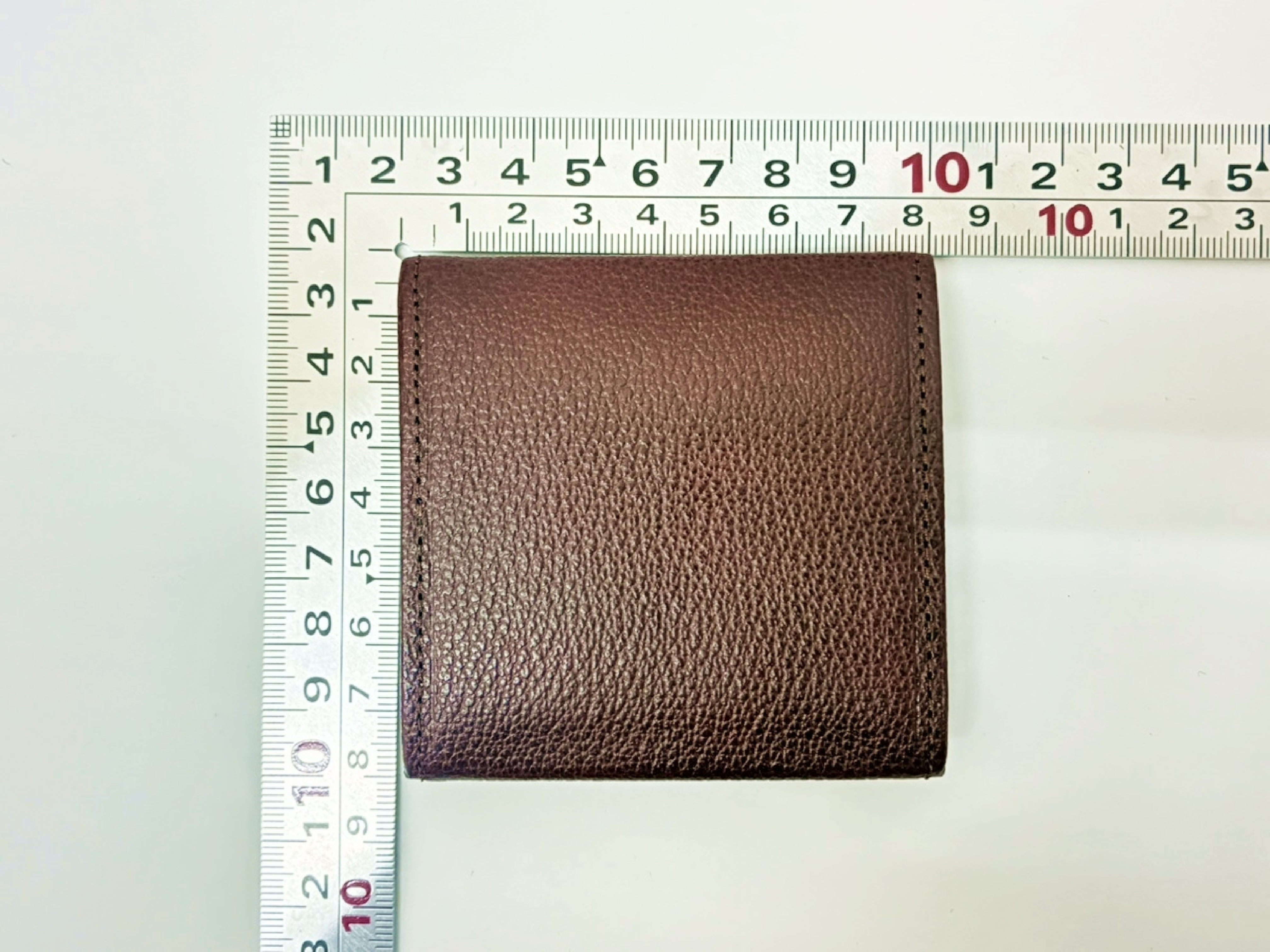 Box-shaped Leather Coin Case / Brown — view 2