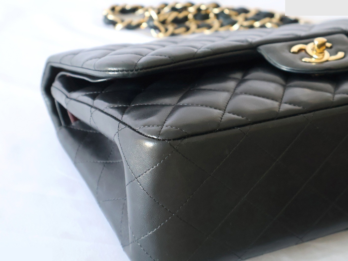 Large Matelassé 30 Lambskin Double Flap Double Chain Shoulder Bag, Black — view 3