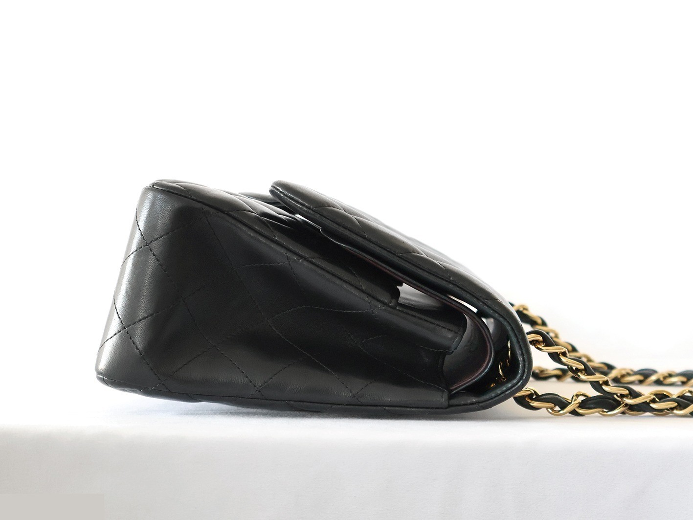 Large Matelassé 30 Lambskin Double Flap Double Chain Shoulder Bag, Black — view 6