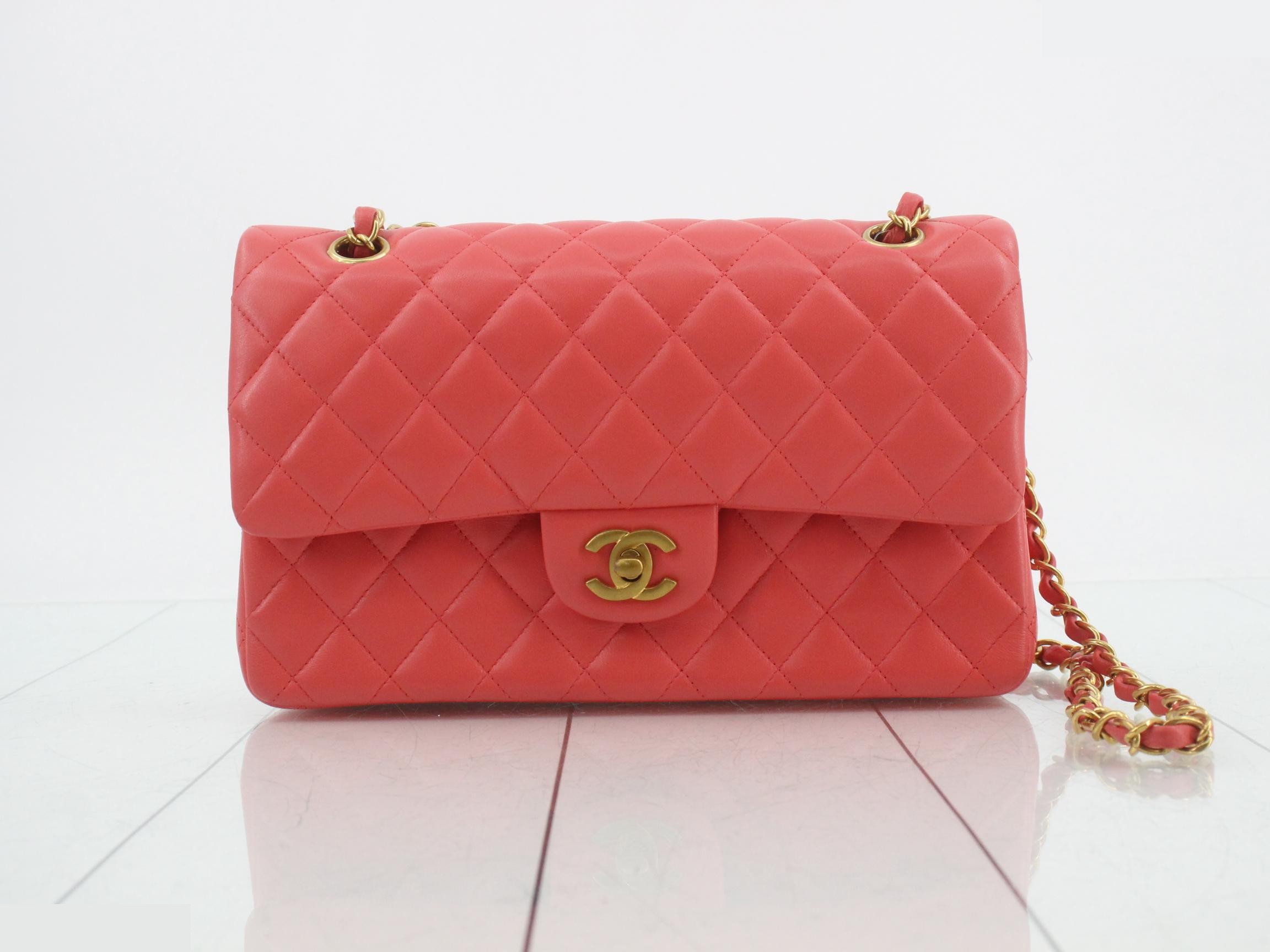 Matelassé 25 Double Flap Shoulder Bag, Lambskin, Pink
